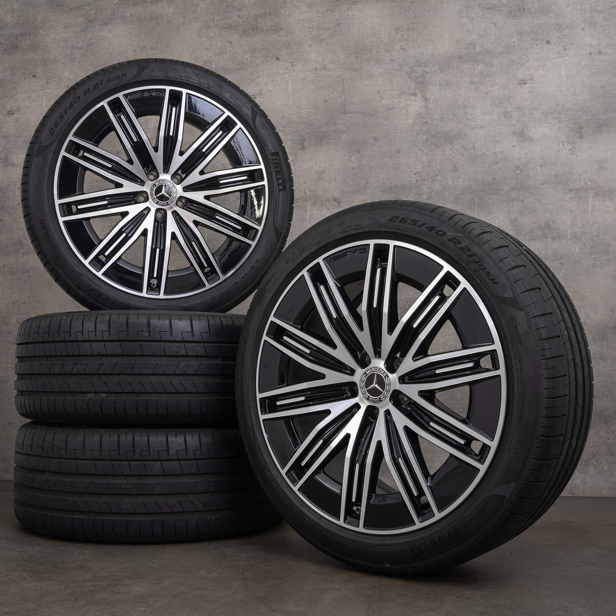 Ekte Mercedes Benz EQE AMG 21-tommers SUV X294 sommerfelger A2944011200 svart høyglans dreide