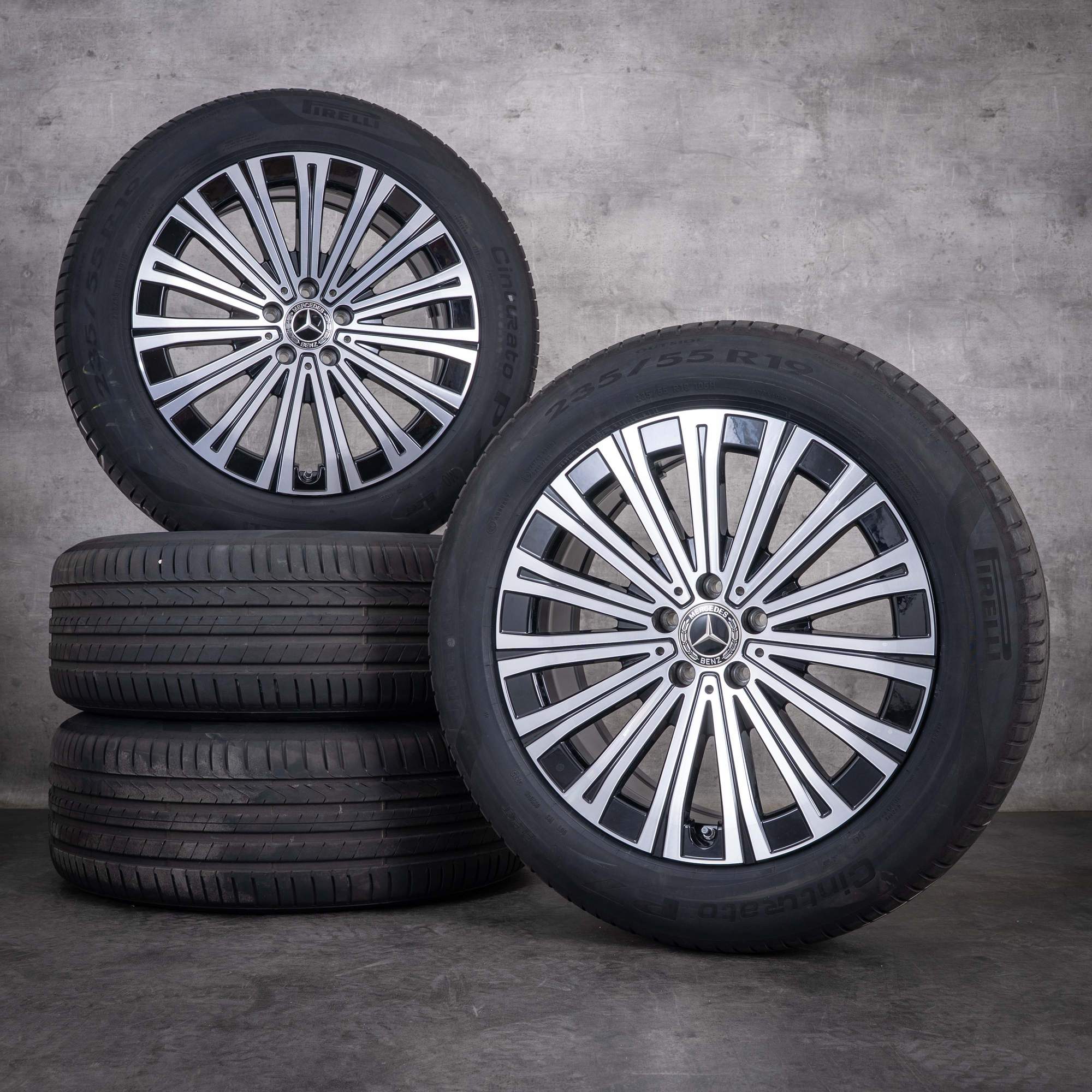 OEM Mercedes-Benz EQS 19inch V297 summer wheels A2974010500 Black diamond cut