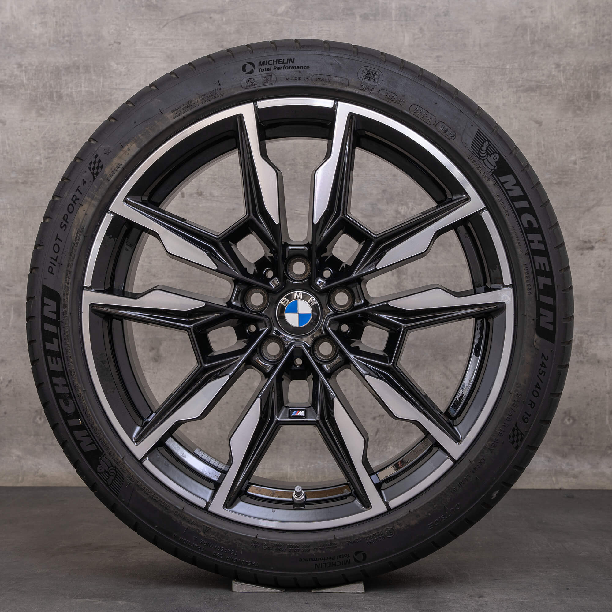 Original BMW 4er i4 Felgen 19 Zoll G26 Gran Coupe Sommerräder Styling 861 M 8089227 8089228 jet black glanzgedreht