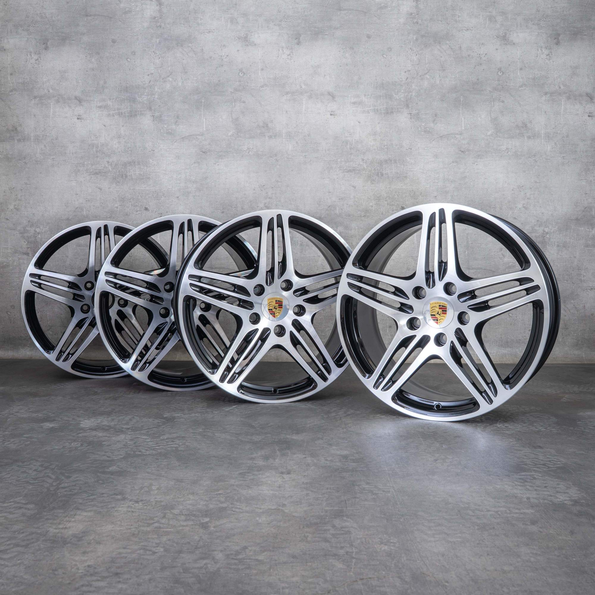 Jantes originais Porsche 997 de 19 polegadas Turbo & S 99736215605 99736216202 preto polido NOVO
