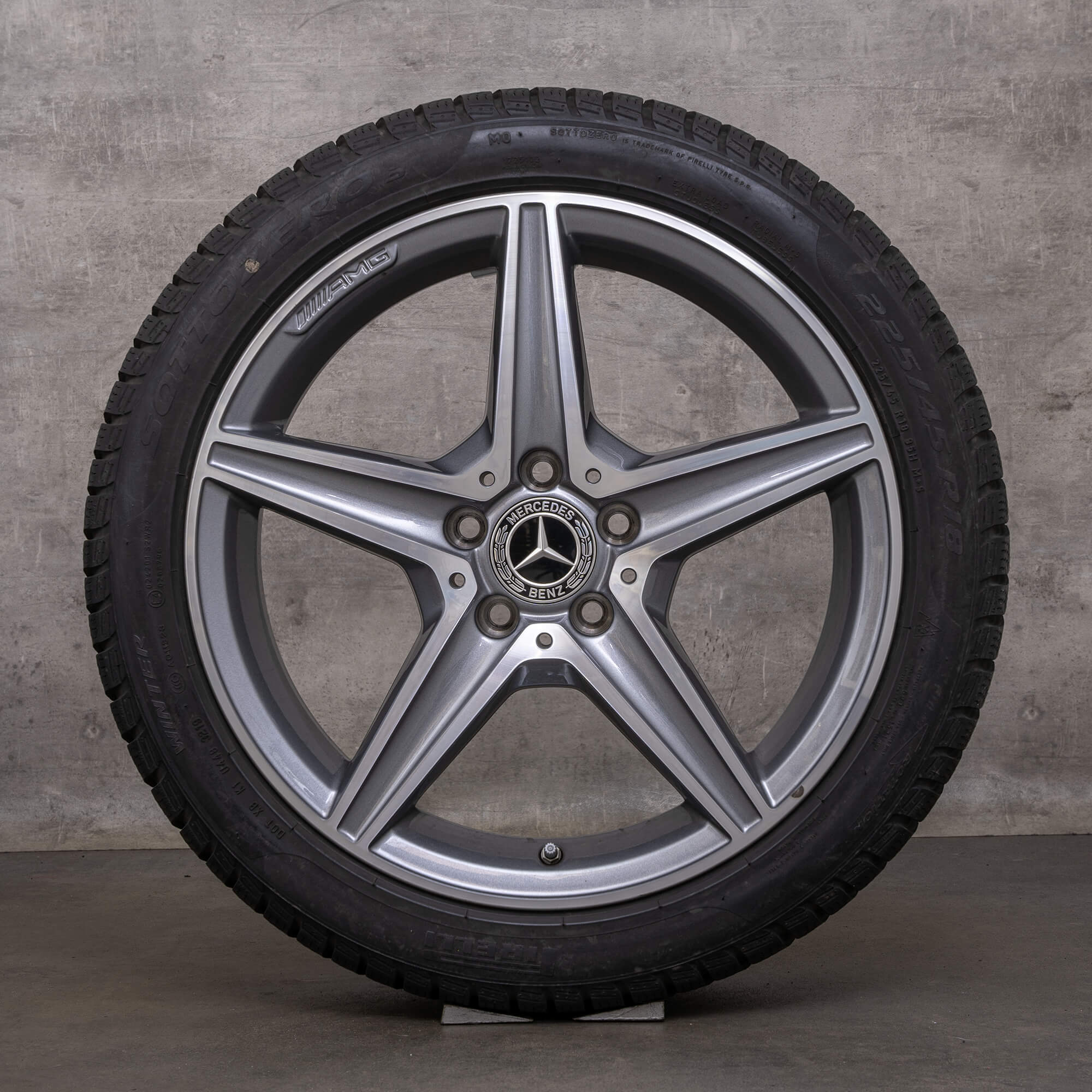 Llantas de invierno originales Mercedes Benz Clase C AMG 18 pulgadas W205 S205 C205 A205 A2054011100 gris himalaya torneado brillante