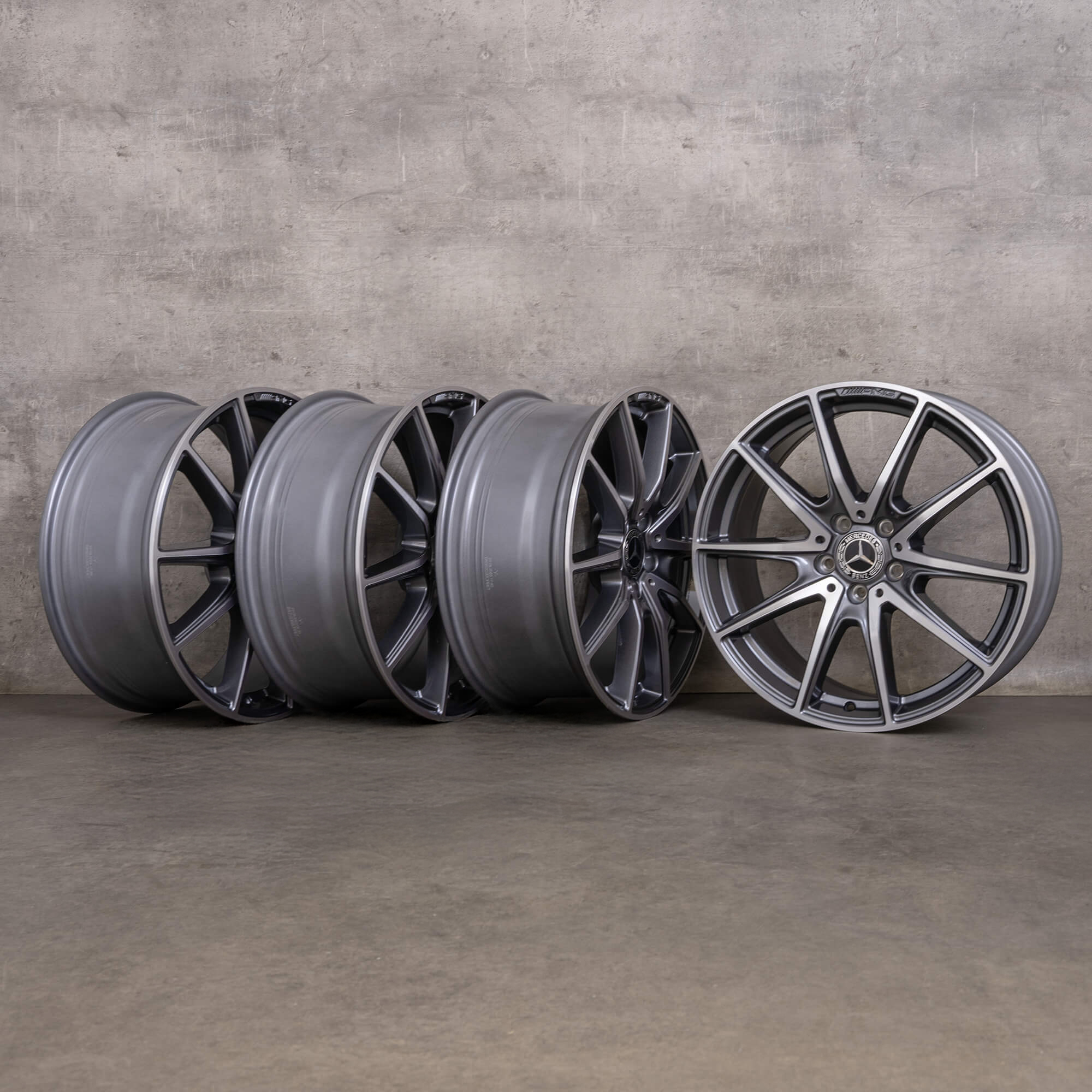 Ekte Mercedes Benz E-Klasse AMG felger 19 tommer W213 S213 C238 A238 A2134017300 himalaya grå blank snudd NY