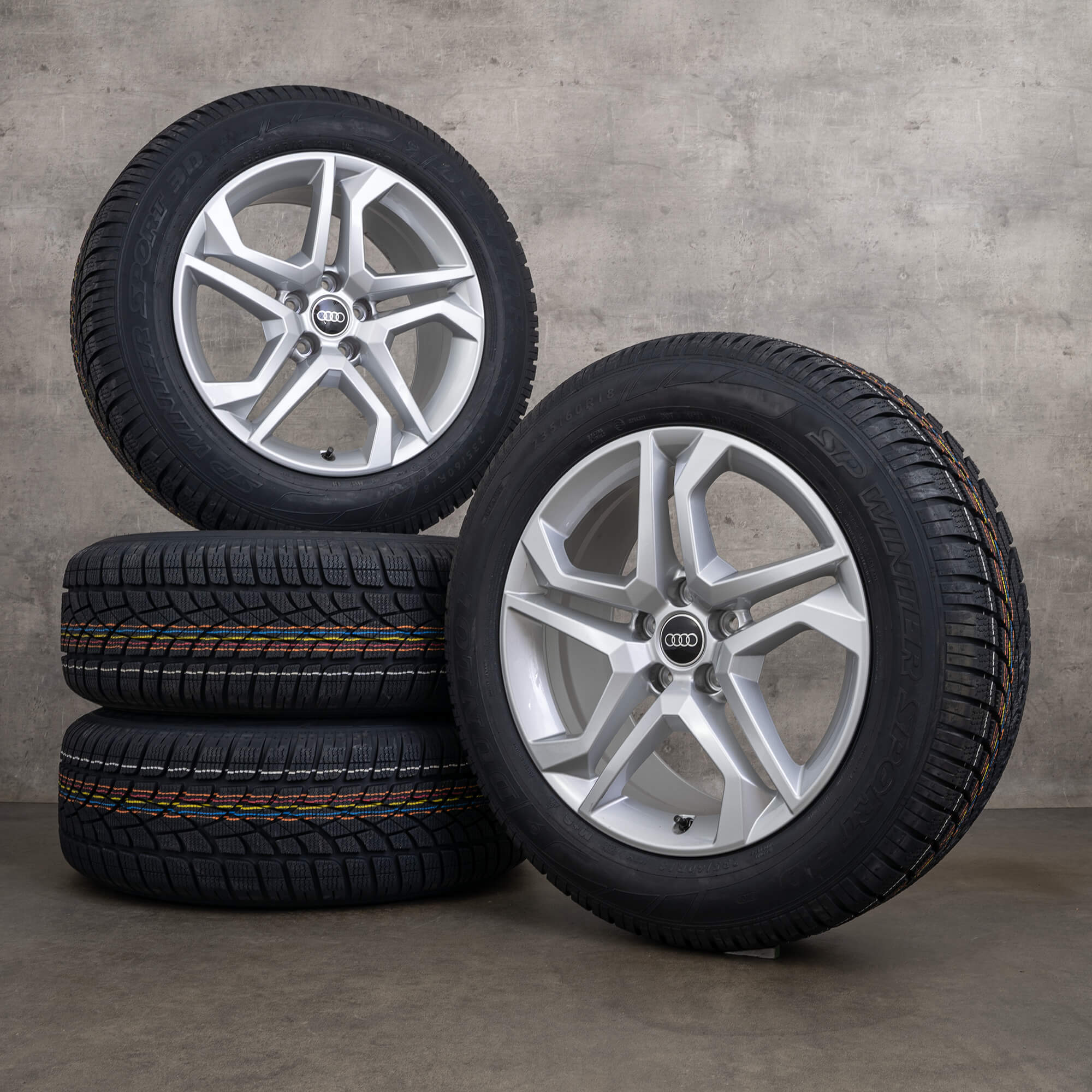 Originale Audi Q5 & Sportback vinterhjul 18-tommers FY-felger 80A601025BD sølv