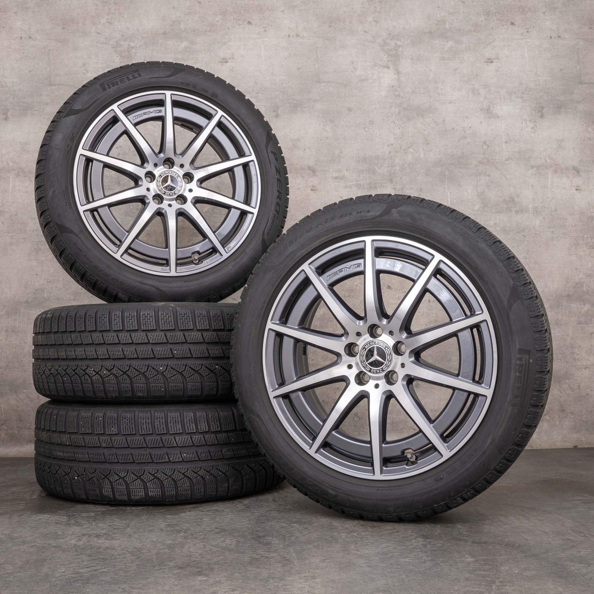 Alkuperäiset Mercedes Benz GLA GLB 35 45 S 4Matic AMG talvirenkaat 19 tuuman H247 X247 vanteet A2474011900 himalajanharmaa kiillotettu