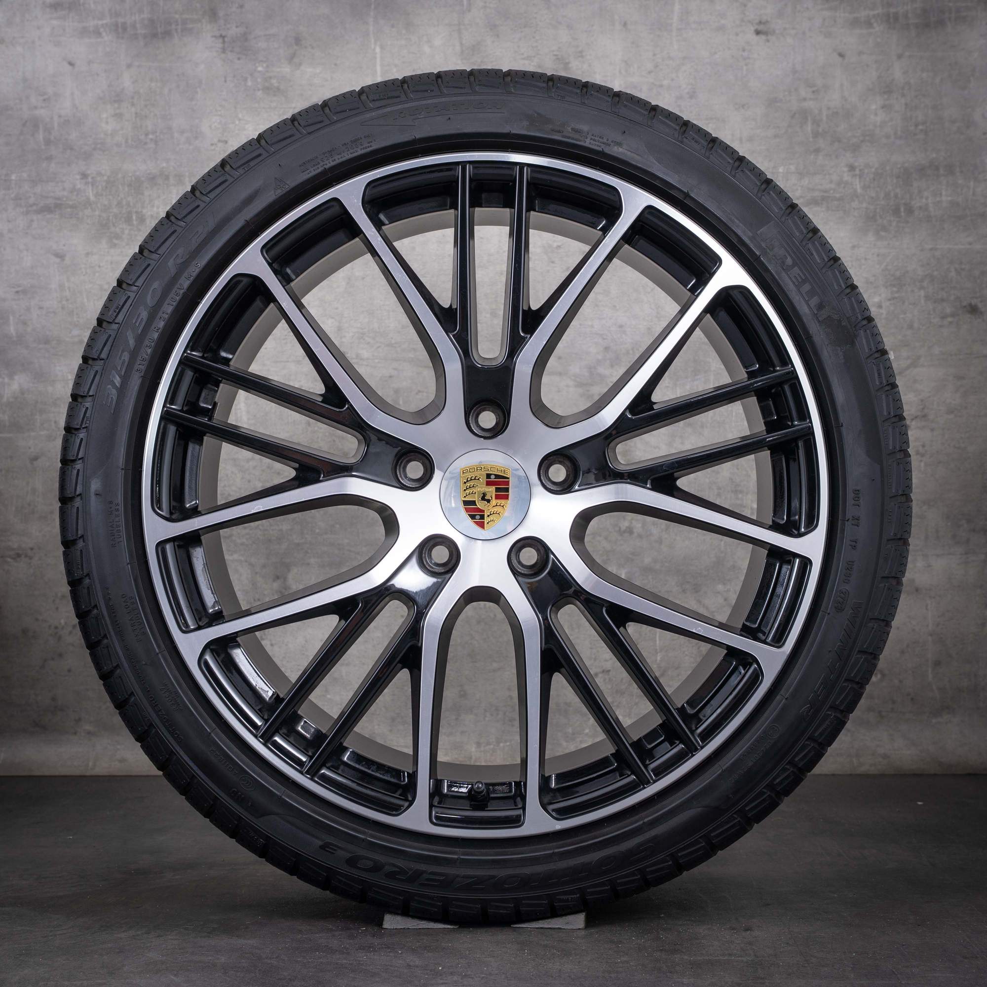 Original Porsche Panamera 971 Winterräder 21 Zoll Felgen 971601025BT 971698025G schwarz glanzgedreht