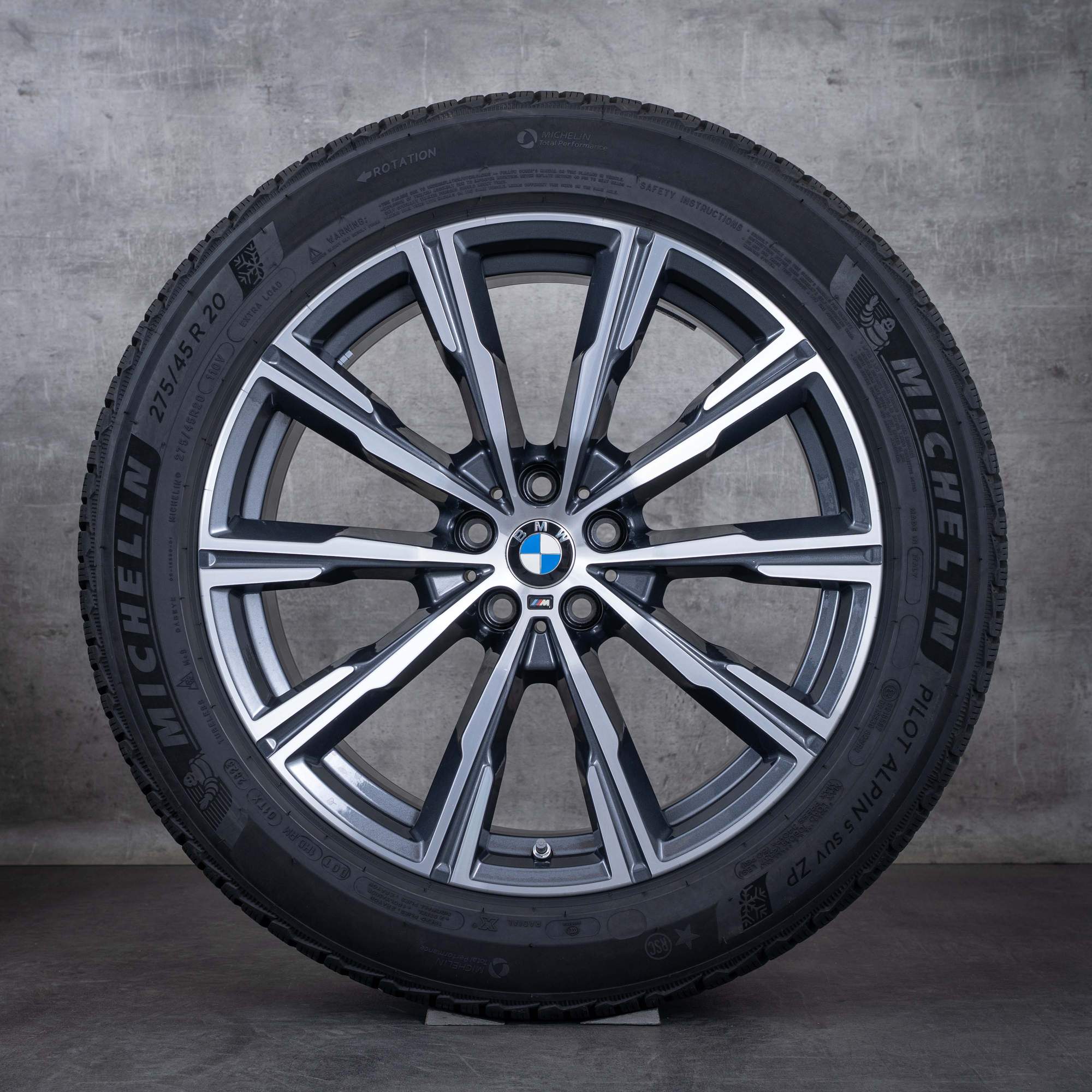 Oryginalał BMW X5 X6 koła zimowe 20 cali G05 G06 felgi stylizacja 740 M 8071996 orbit szary Polerowane