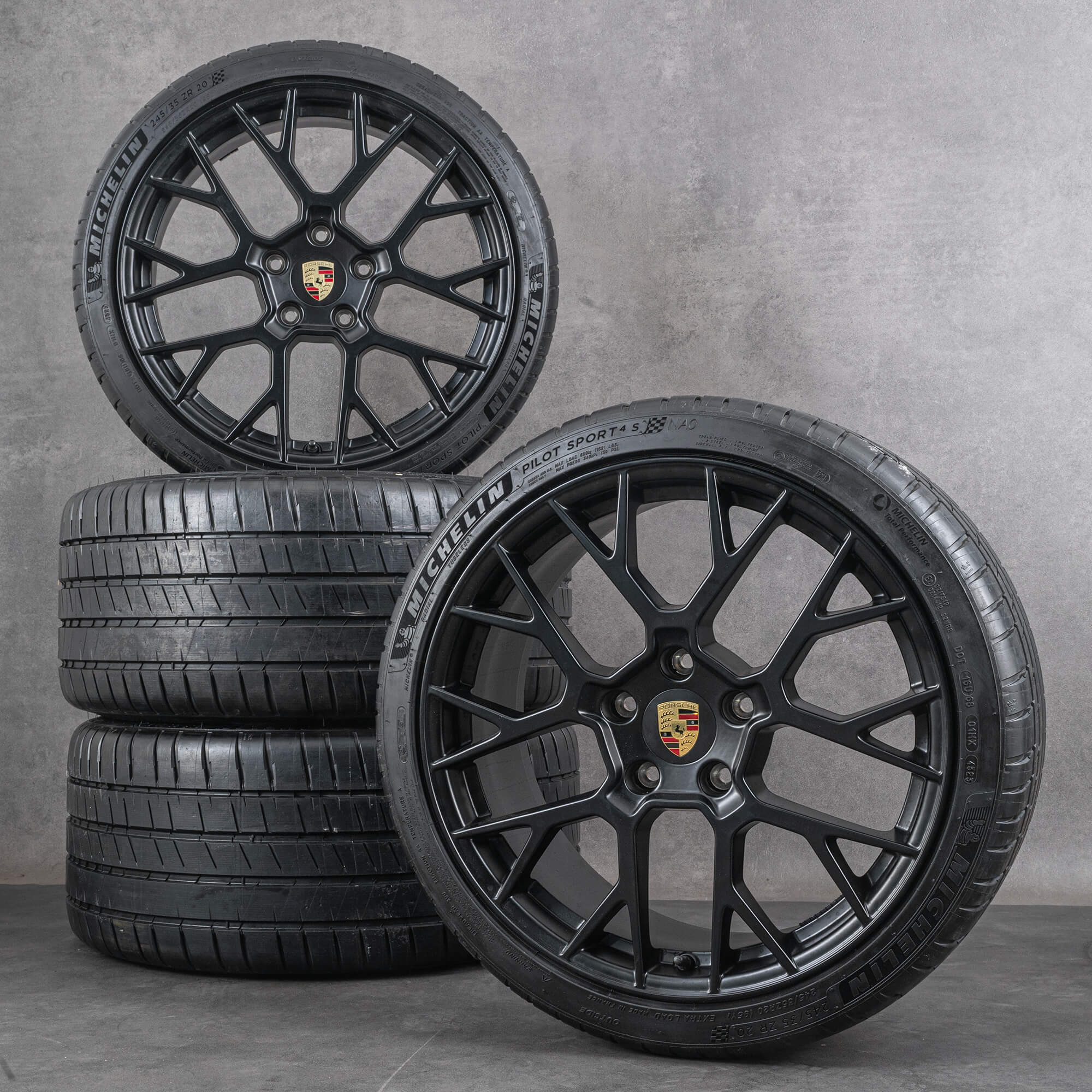 Oryginalne felgi Porsche 911 20 21 cali 992.2 Carrera Opony letnie RS Spyder 992601025EG 992601025CT czarne satynowo-matowe NOWE