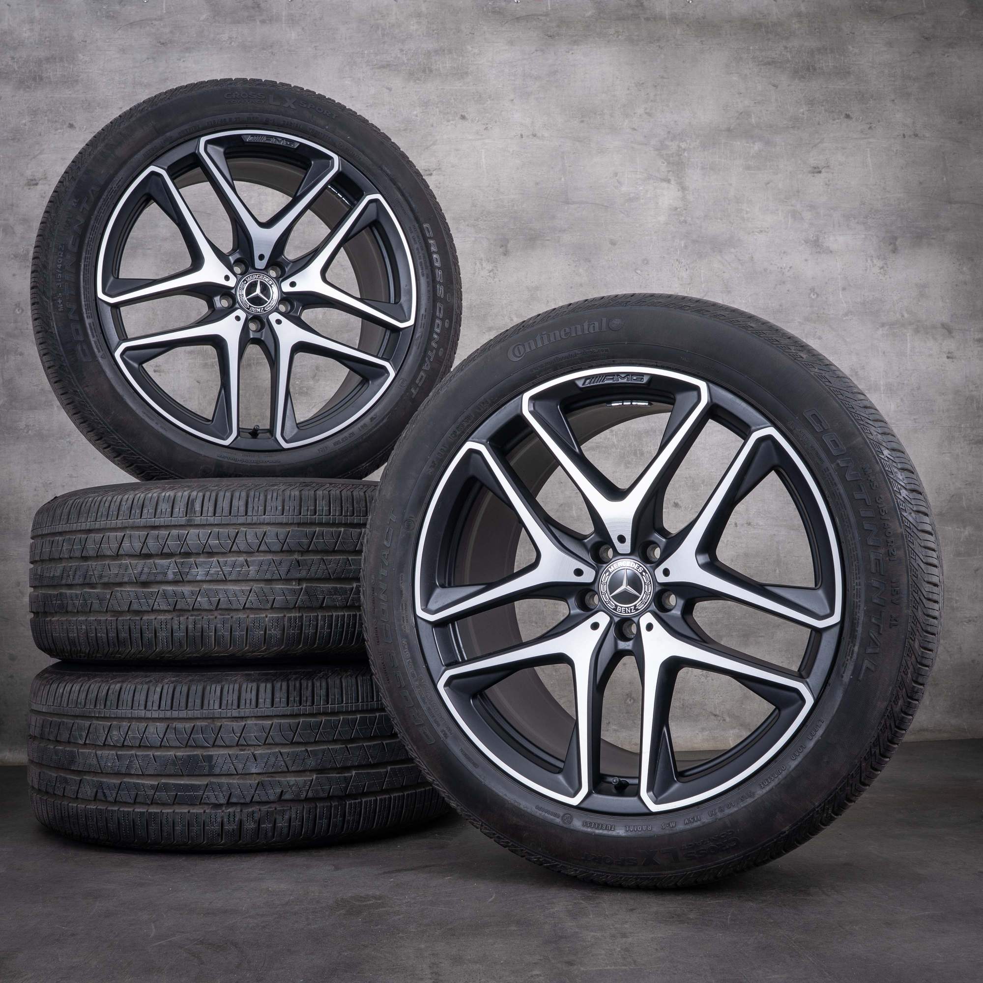 Originální disky Mercedes-Benz GLE 53 63 AMG 4Matic+ 21 palců X167 C167 hybridní letní kola A1674014200 A1674014300 černé matné s diamond cutem