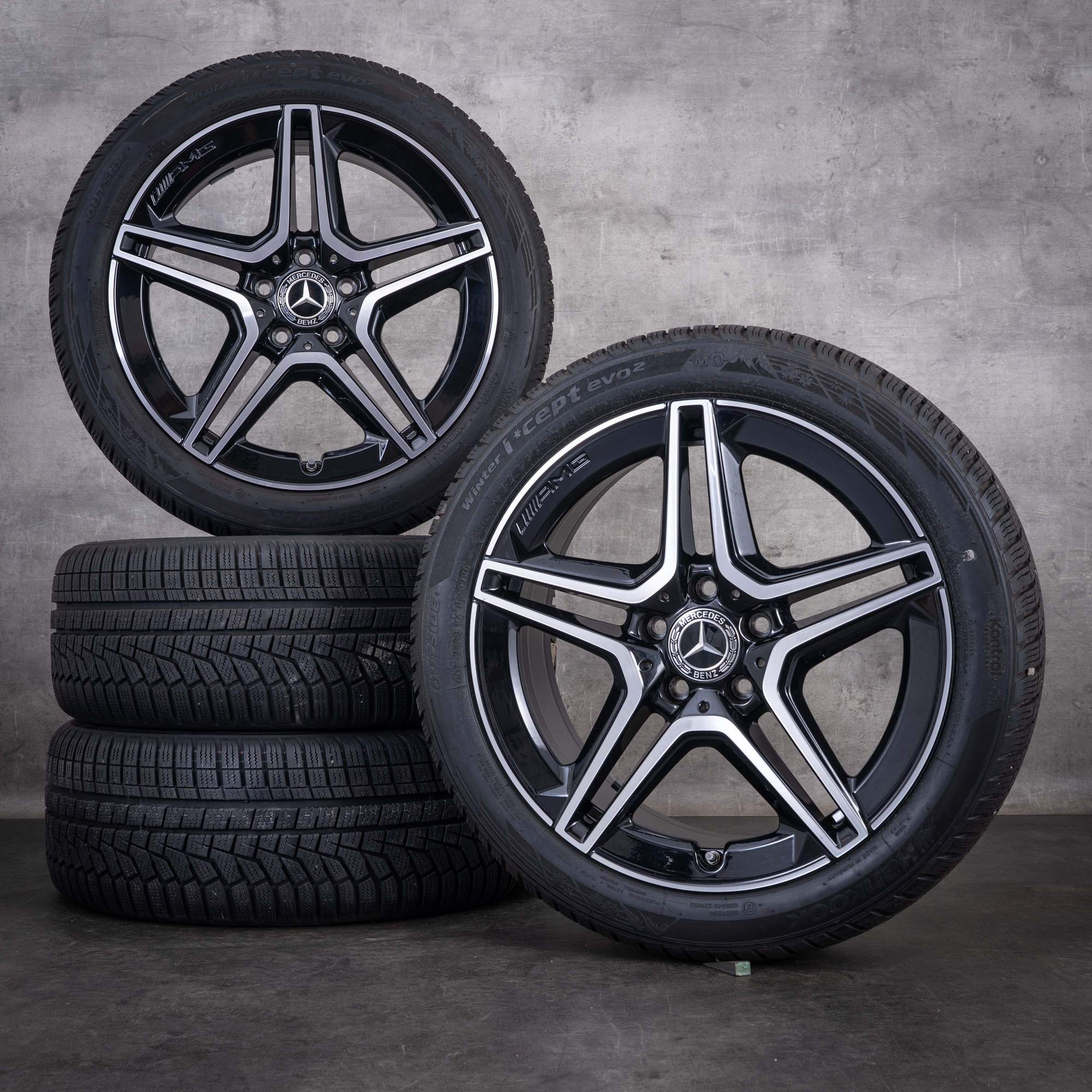 Oryginalne koła zimowe Mercedes-Benz klasy A B Klasse CLA AMG 18 cali W177 V177 W247 X118 C118 model A1774011500 czarne z efektem diamond cut