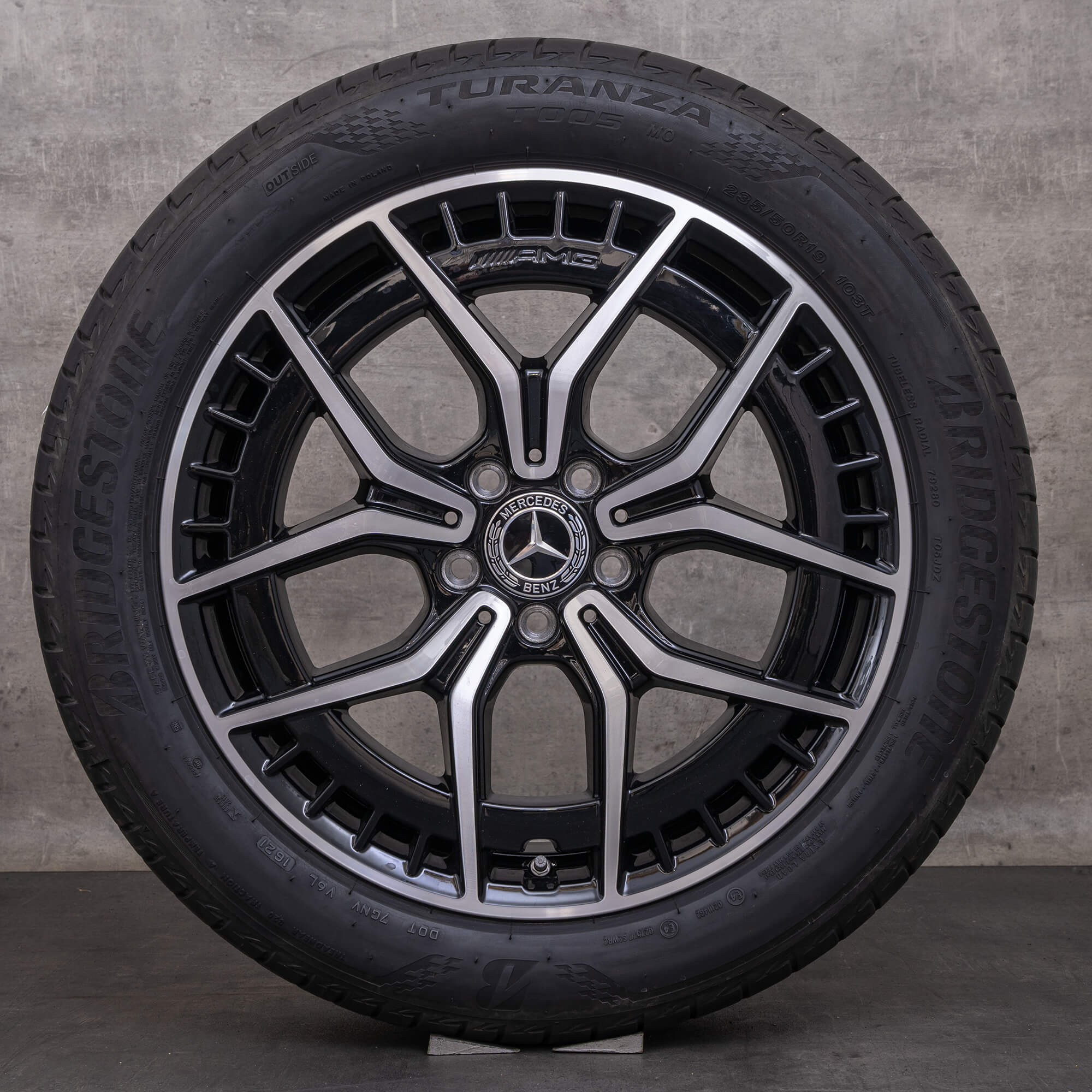 Oryginał Mercedes Benz EQA EQB AMG felgi 19 cali H243 X243 koła letnie A2434010500 czarne Polerowane