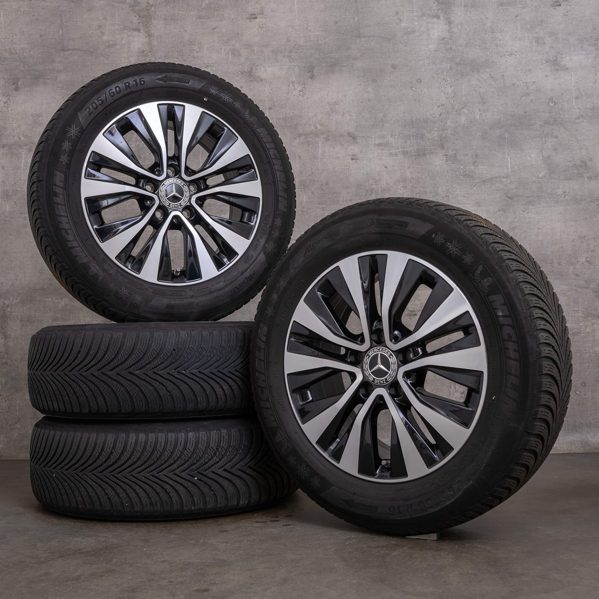 Original Mercedes Benz Clase A B CLA llantas de invierno 16 pulgadas W177 V177 W247 X118 C118 A1774010000 negro brillante torneado