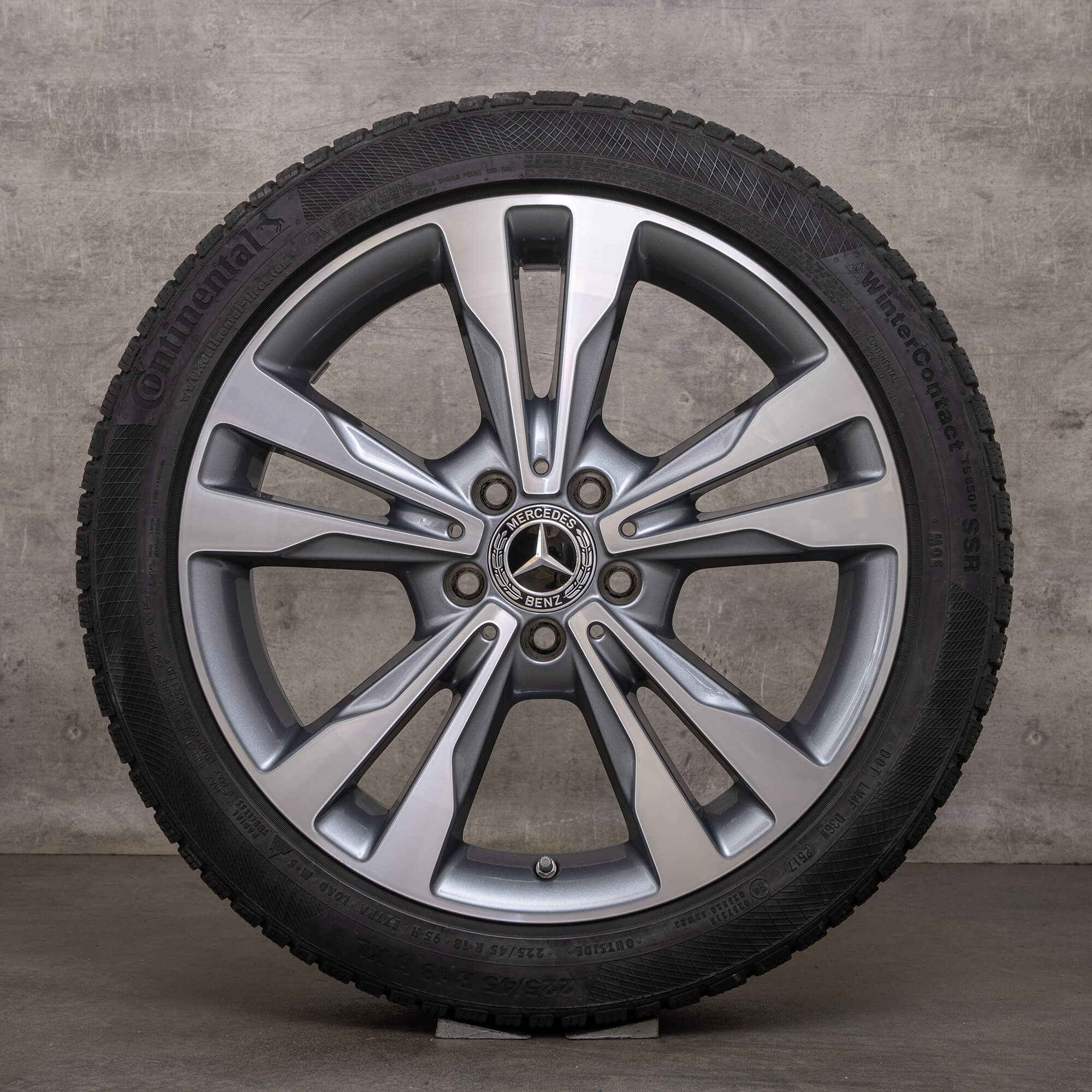 Llantas de invierno originales Mercedes Benz Clase C 18 pulgadas W205 S205 C205 A205 llantas A2054012802 gris himalaya torneado brillante