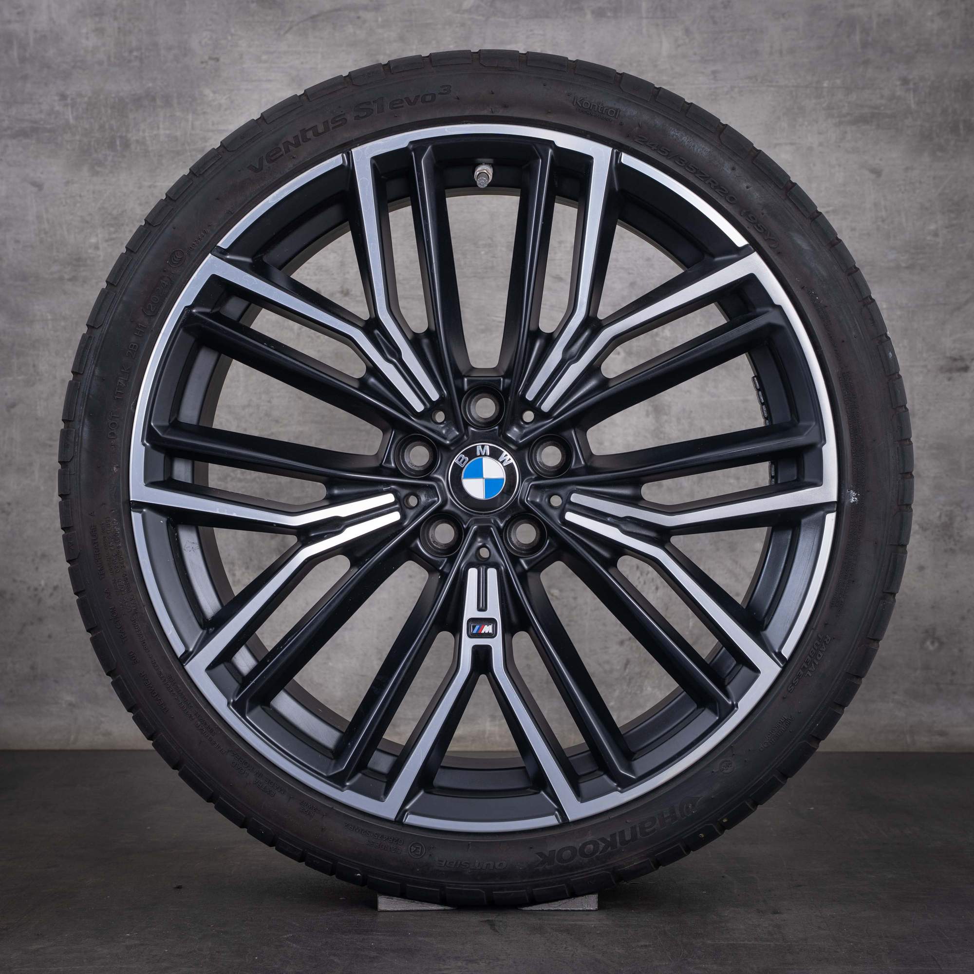 Original BMW 5er Felgen 20 Zoll G30 G31 Sommerräder Styling 846 M 8747236 8747237 jet black matt front glanzgedreht