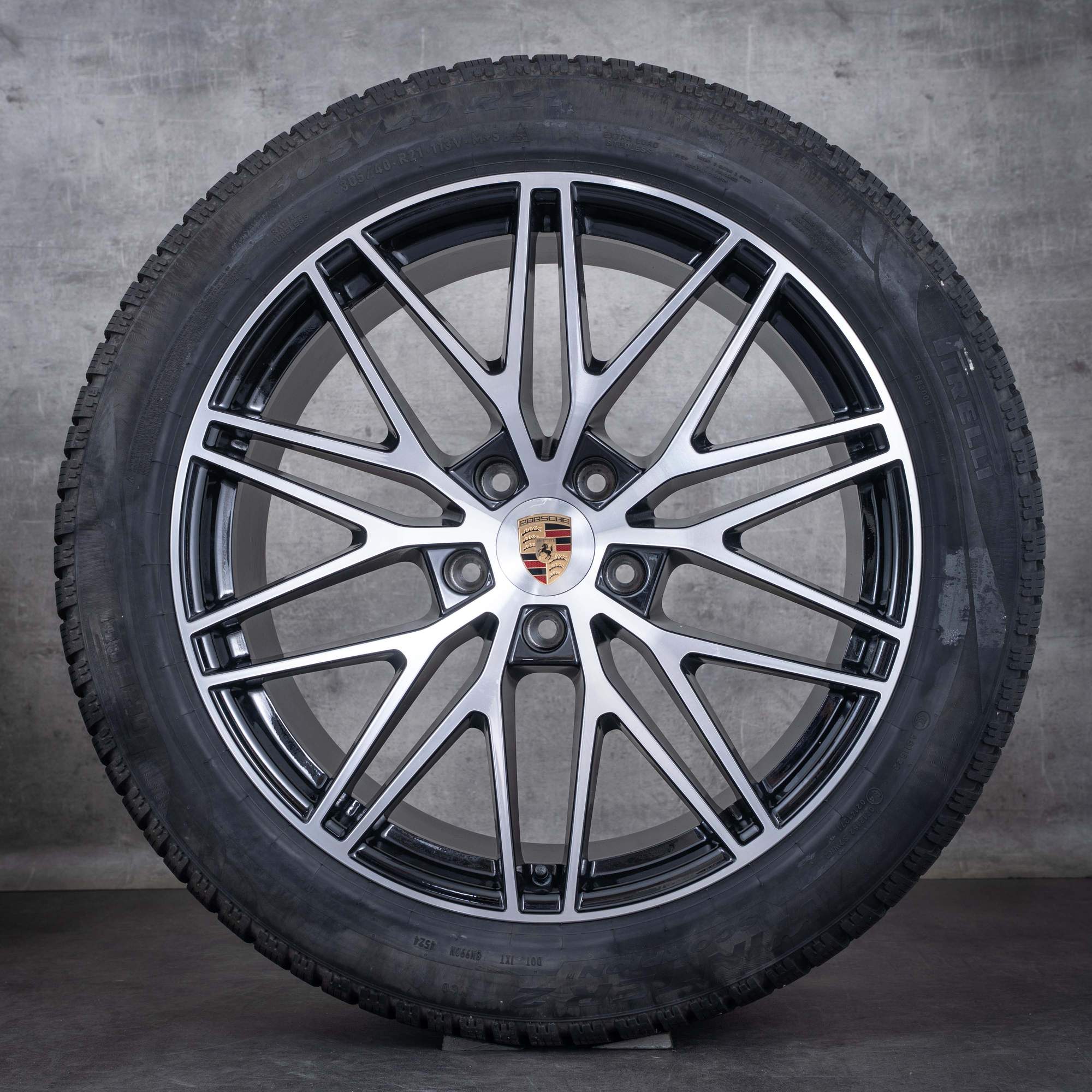 Oryginalne koła zimowe Porsche Cayenne Coupe 21 cali felgi 9YA II RS Spyder 9Y0601025CD 9Y3601025BC czarne polerowane