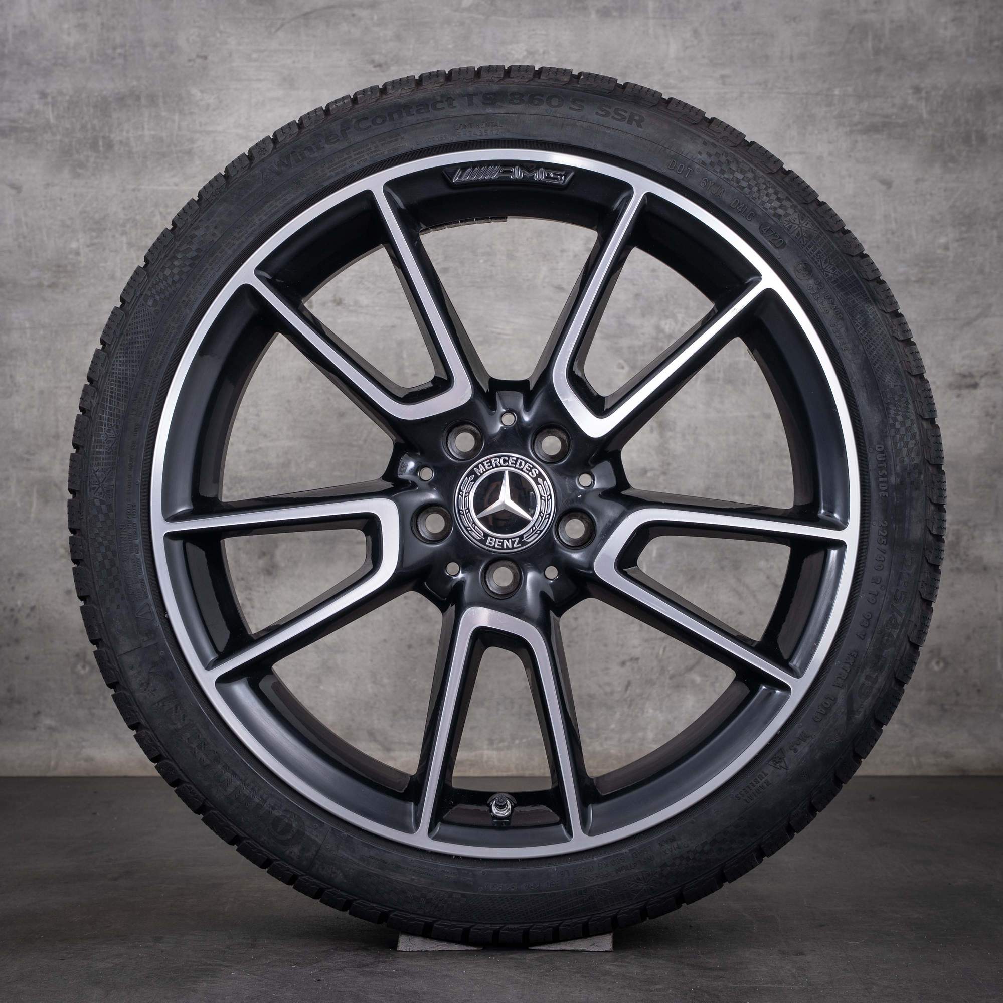 Alkuperäiset Mercedes-Benz C-sarjan AMG-talvirenkaat 19 tuumaa W205 S205 C205 A205 vanteet A2054012200 A2054012300 diamond cut musta