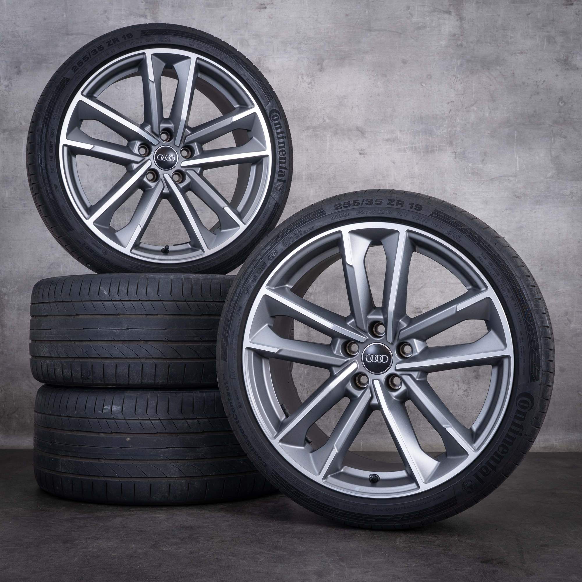 Original Audi A5 S5 Felgen 19 Zoll 8W B9 F5 Sommerräder 8W0601025DC titan matt front glanzgedreht