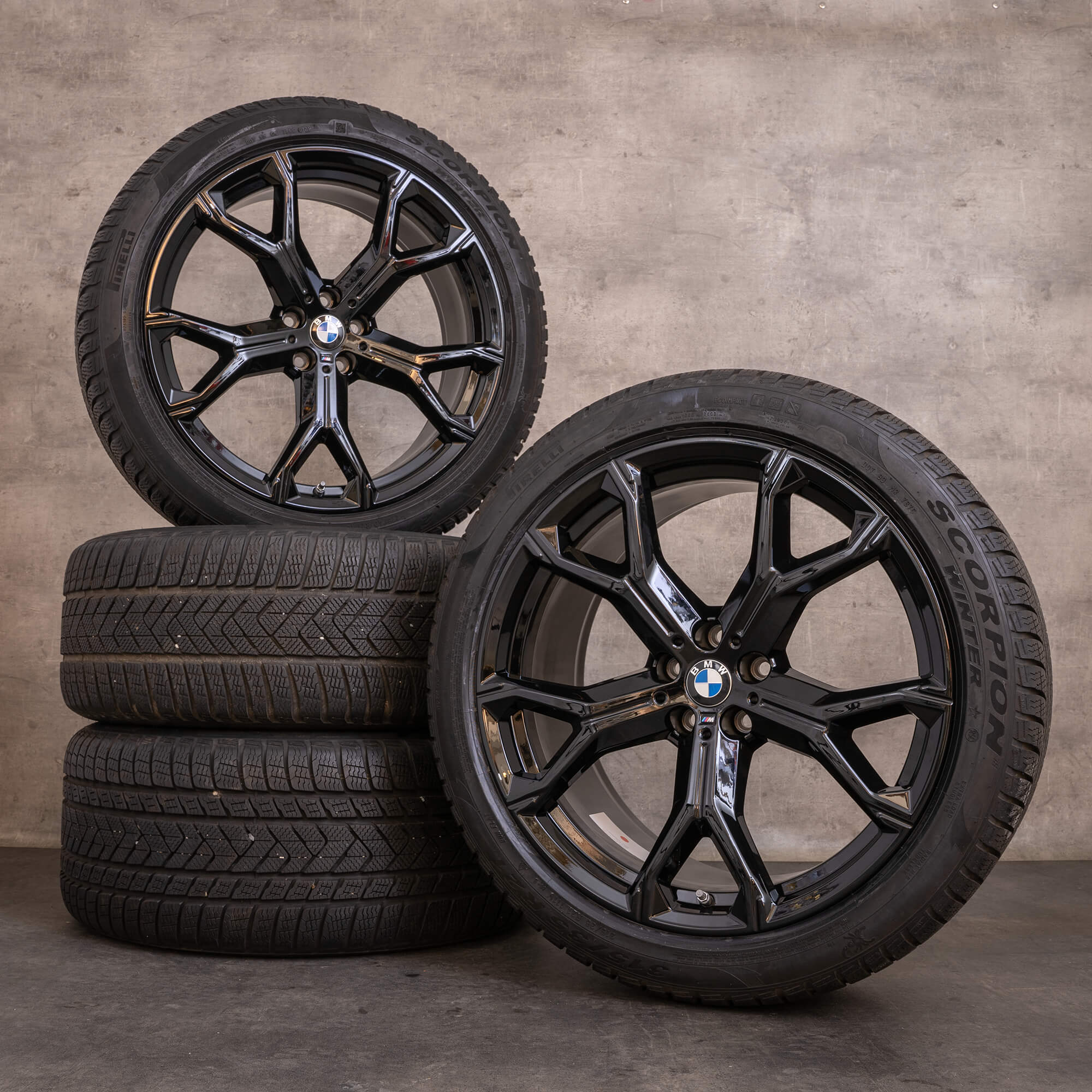 Oryginał BMW X5 X6 felgi 21 cali G05 G06 koła letnie stylizacja 741 M 8071998 8071999 czarny błyszczący