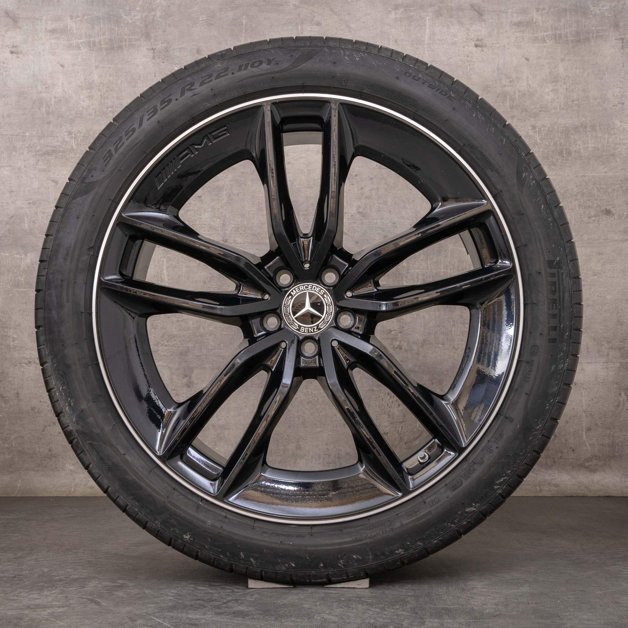 Alkuperäinen Mercedes Benz GLE 22 tuuman kesäpyörä AMG vanteet A1674013600 A1674013700 5-twin-spoke rengas musta kiillotettu