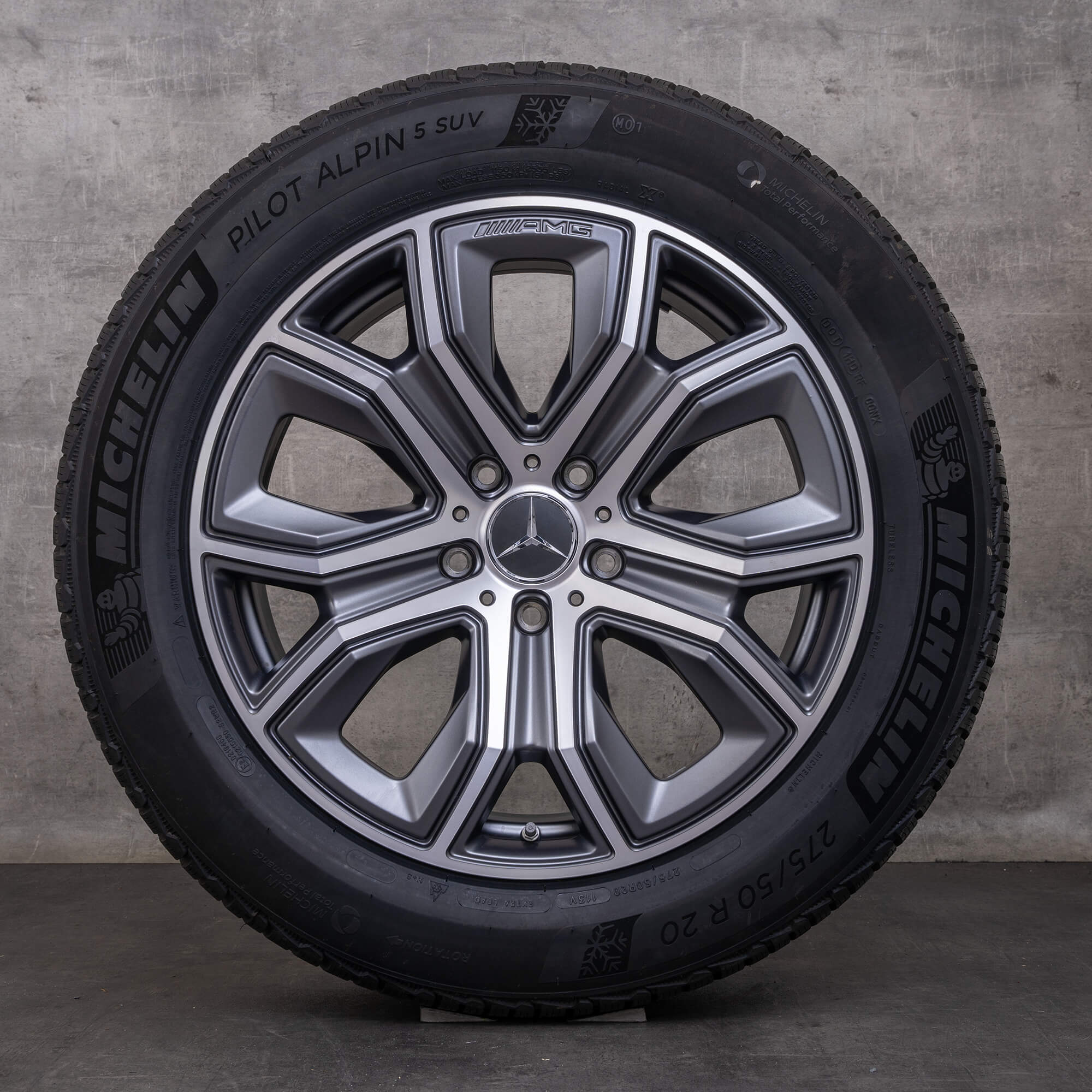 Jantes e pneus inverno originais Mercedes Benz G-Class G63 AMG de 20 polegadas W463 W465 jantes A4654010900 cinzento himalaia mate brilhante torneado NOVO