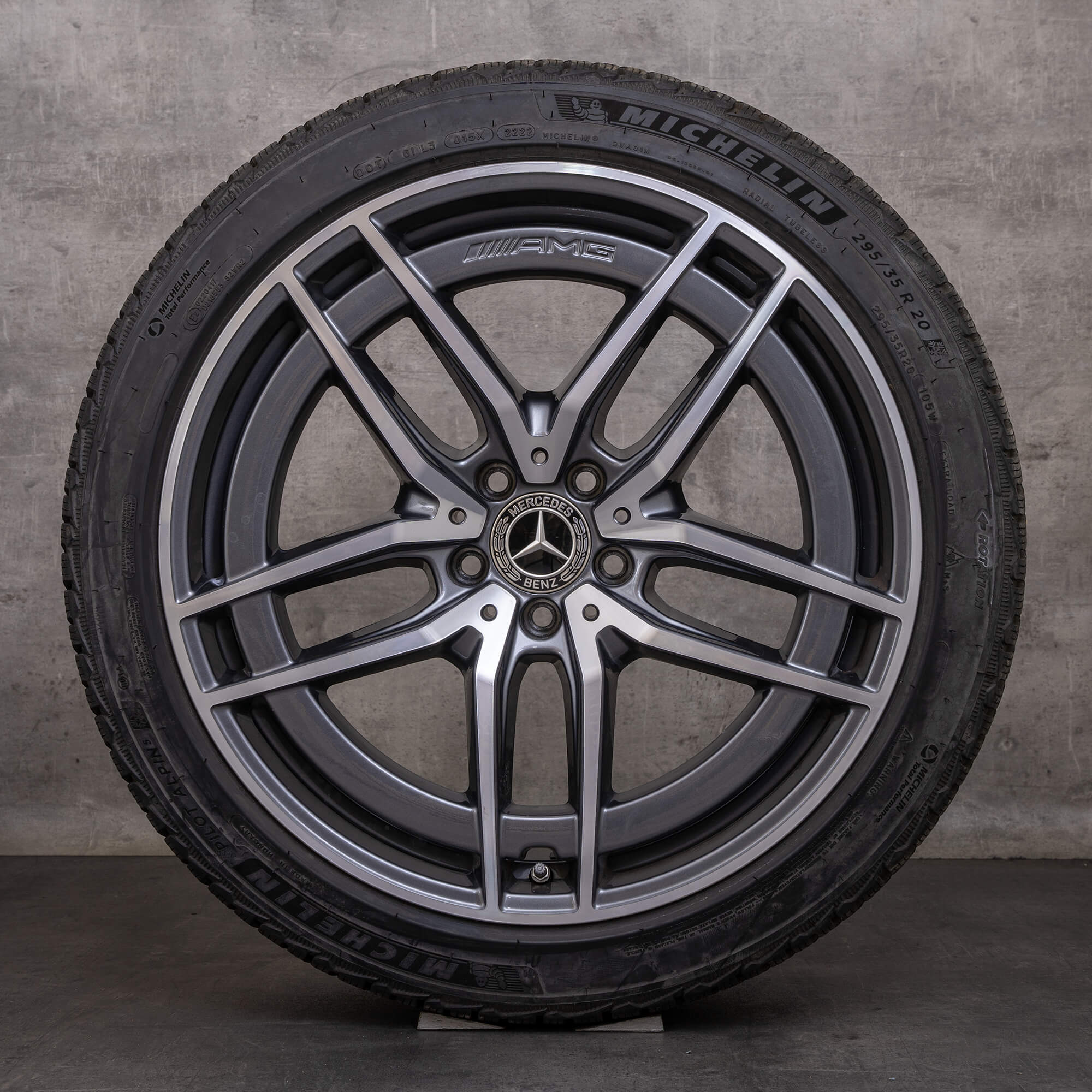 Orijinal Mercedes Benz SL AMG 43 55 63 kış jant lastik 20 inç R232 jantlar A2324012100 A2324012200 himalaya gri parlak tornalanmış