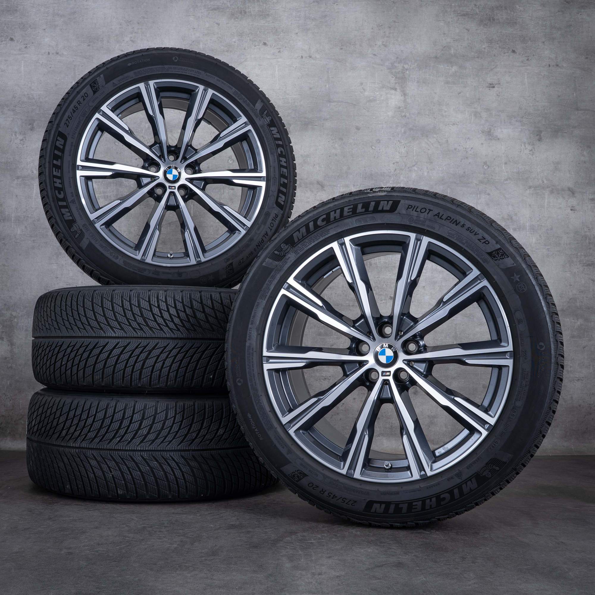 Originales BMW X5 X6 ruedas de invierno 20 pulgadas G05 G06 llantas estilo 740 M 8071996 órbita gris pulido convertido