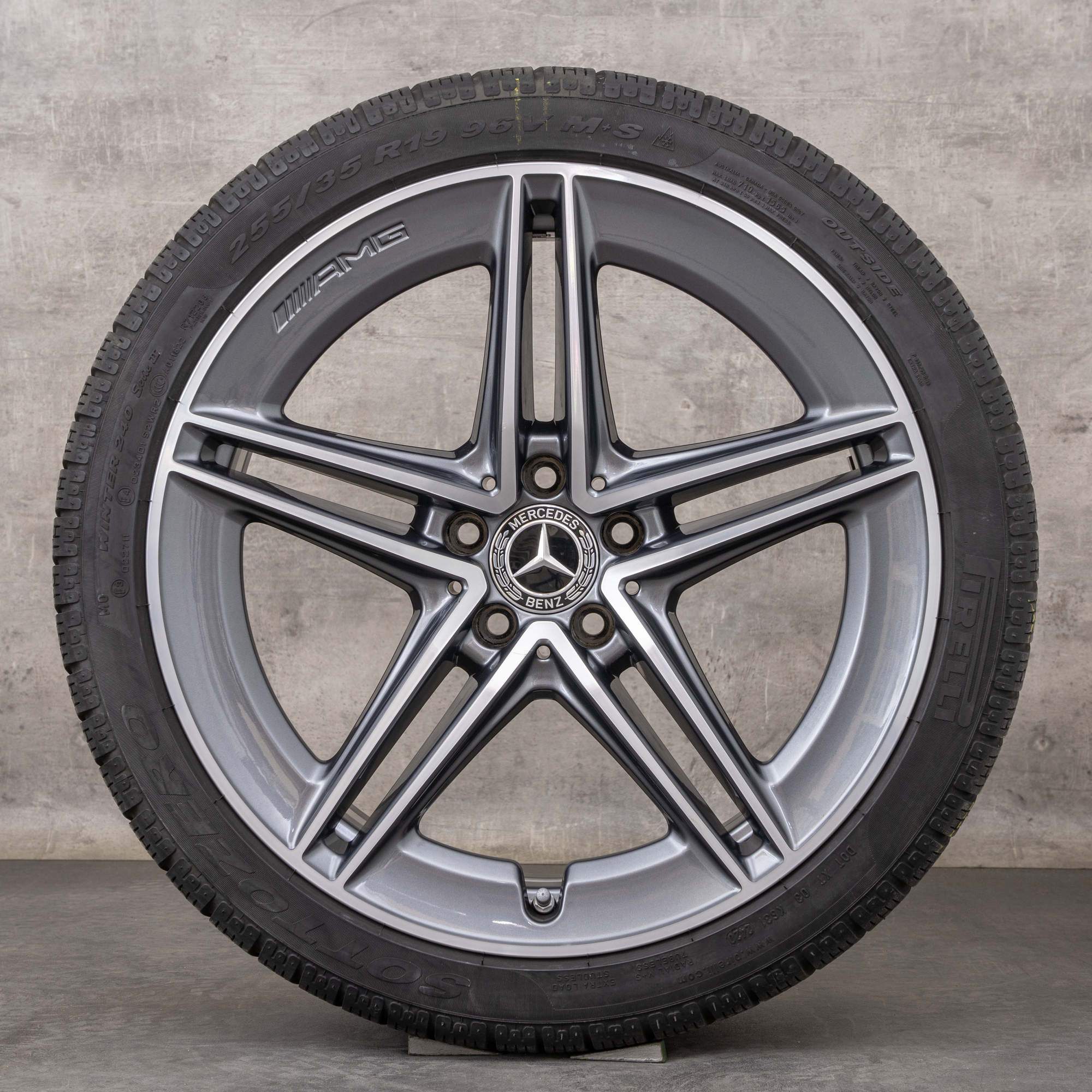 Originale Mercedes Benz C-Class C63 & S AMG Anvelope de iarnă 19 inch C205 A205 jante A2054012001 A20540121 himalaya grey Lucios
