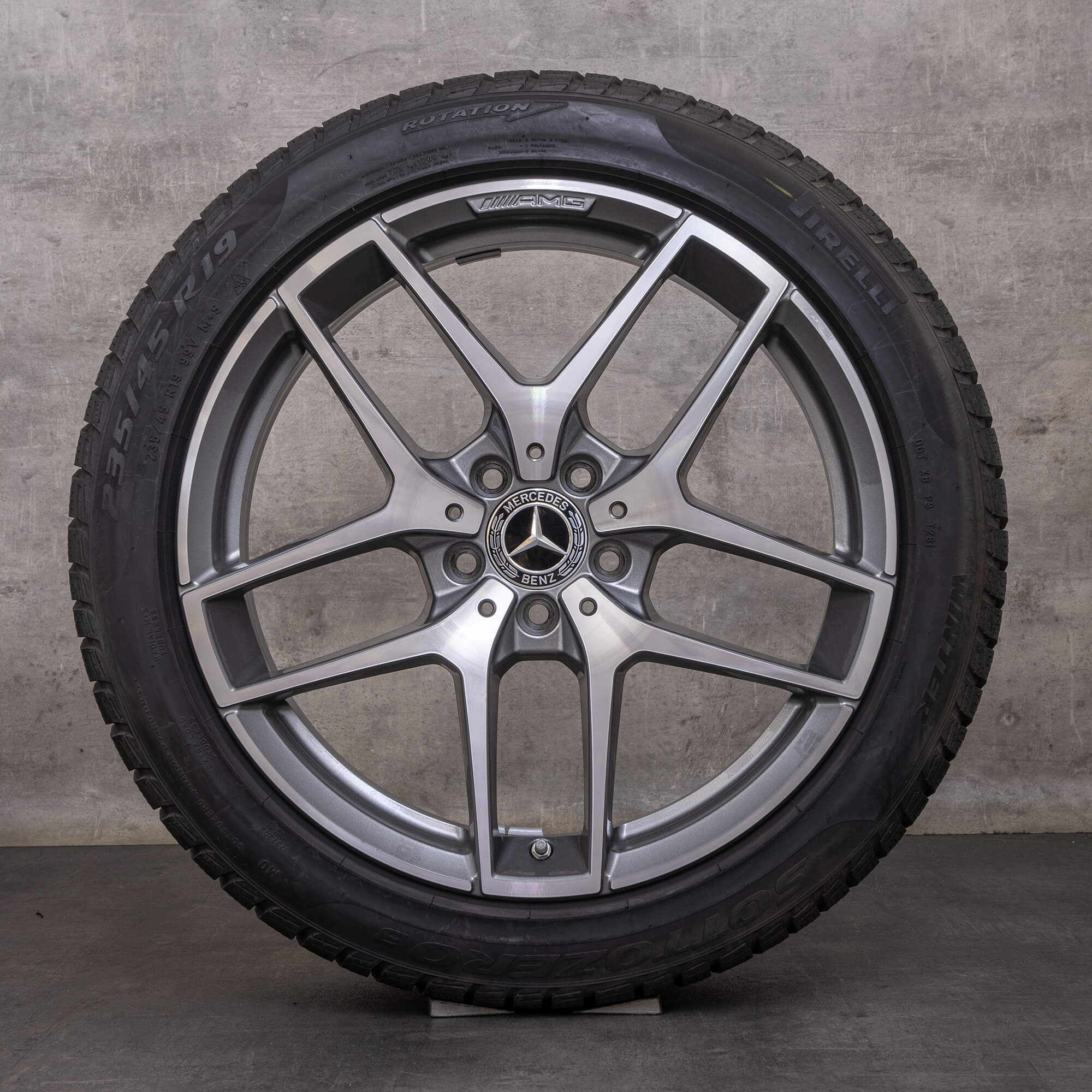 Original Mercedes Benz GLA & 45 AMG Winterräder 19 Zoll X156 Felgen A1564010700 himalaya grey glanzgedreht