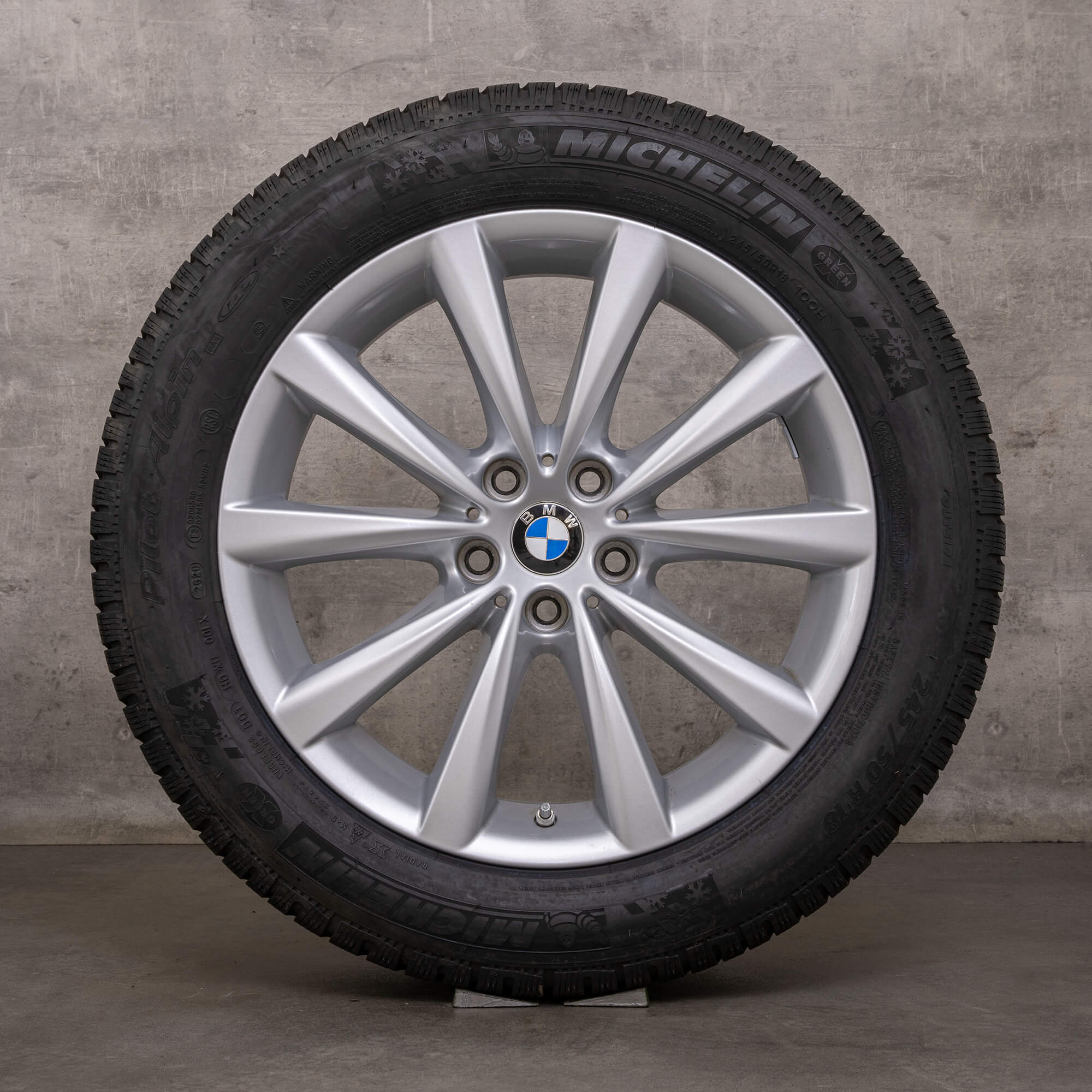 Original BMW 5-serie 8-serie vinterhjul 18 tommer G30 G31 G14 G15 G16 fælge styling 642 6867338 sølv