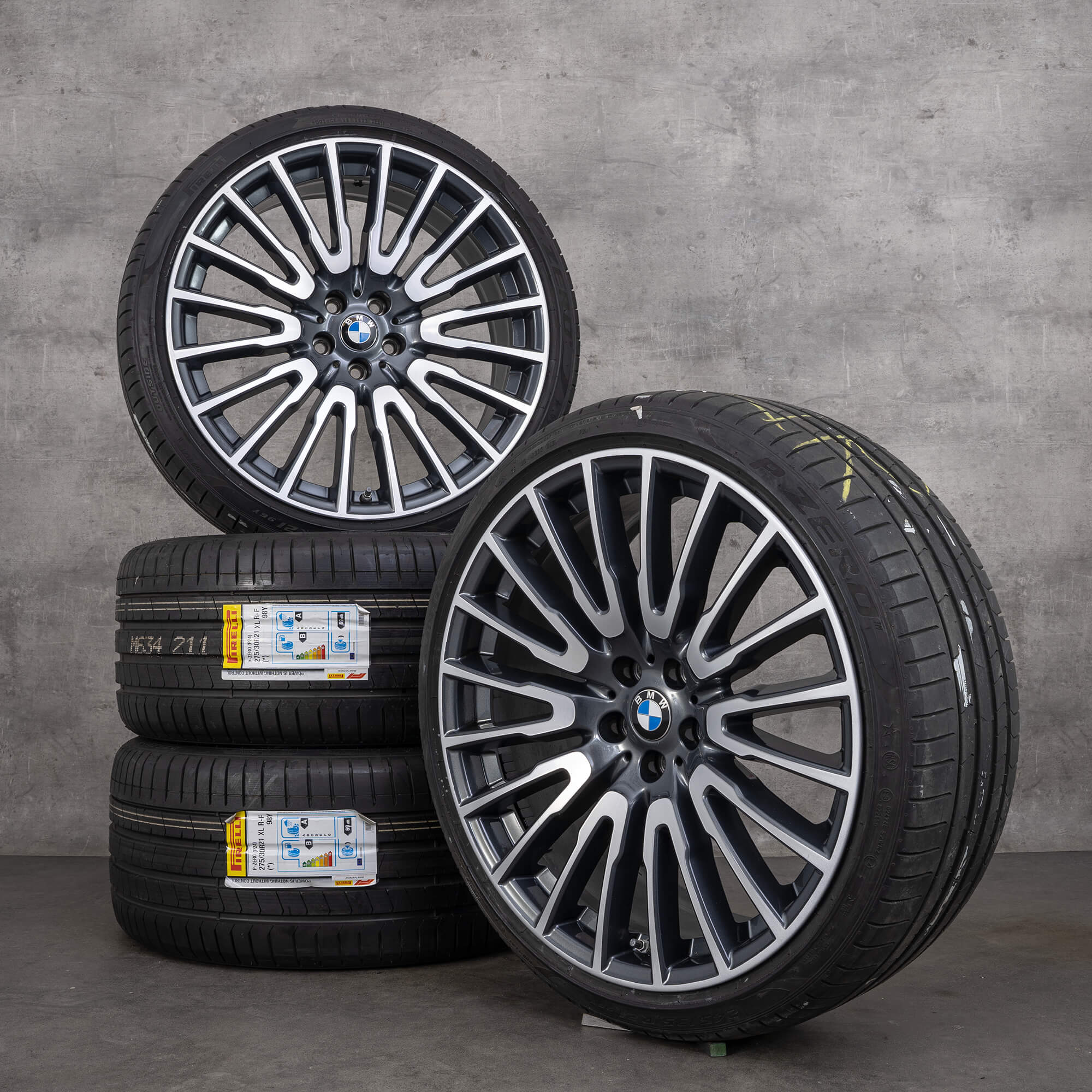 Oryginał BMW serii 6 7 koła 21 cali GT G32 G11 G12 letnie stylizacja 629 6863112 6863113 orbit szary polerowane toczone