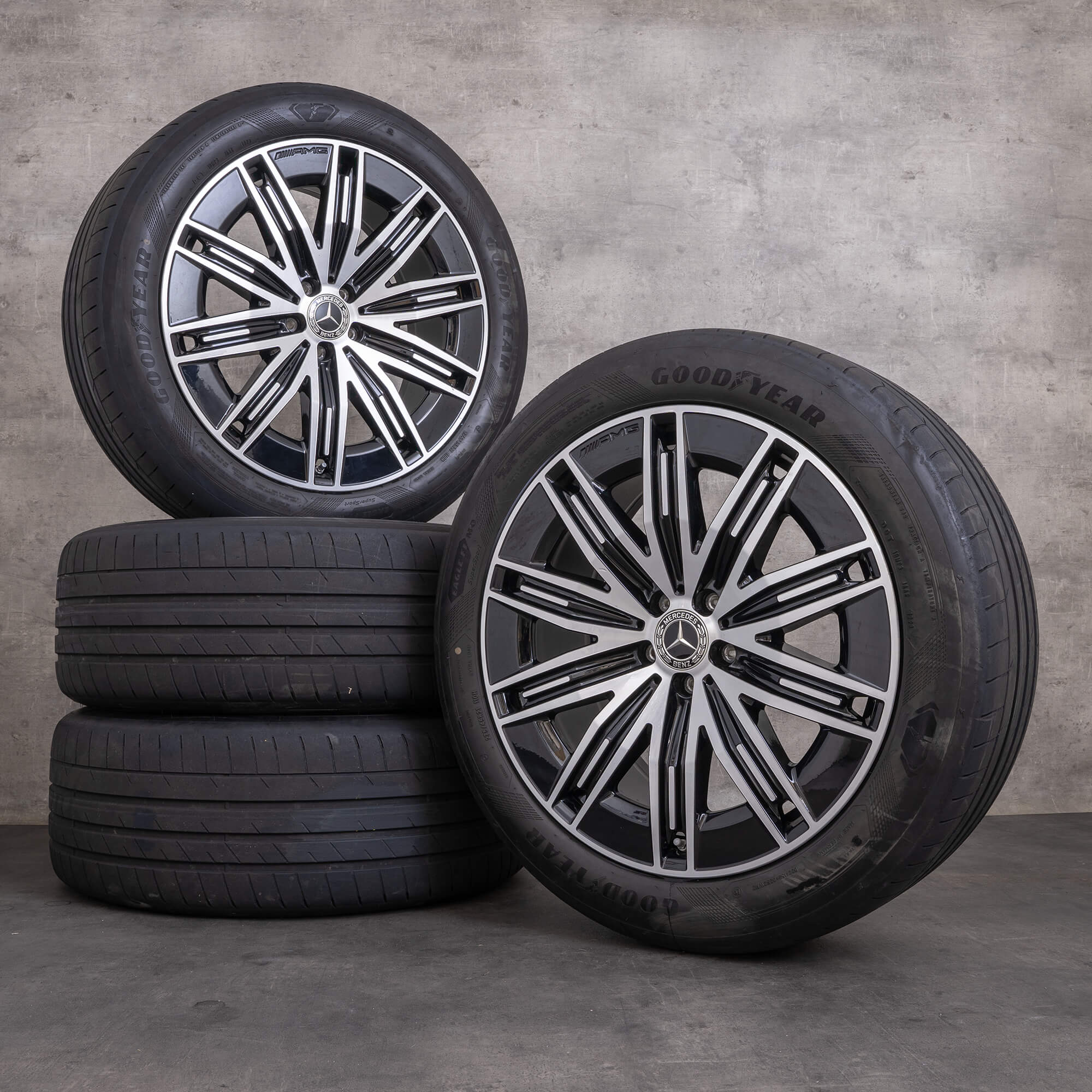 Original Mercedes Benz EQS AMG Felgen 21 Zoll X296 Sommerräder A2964011600 schwarz glanzgedreht