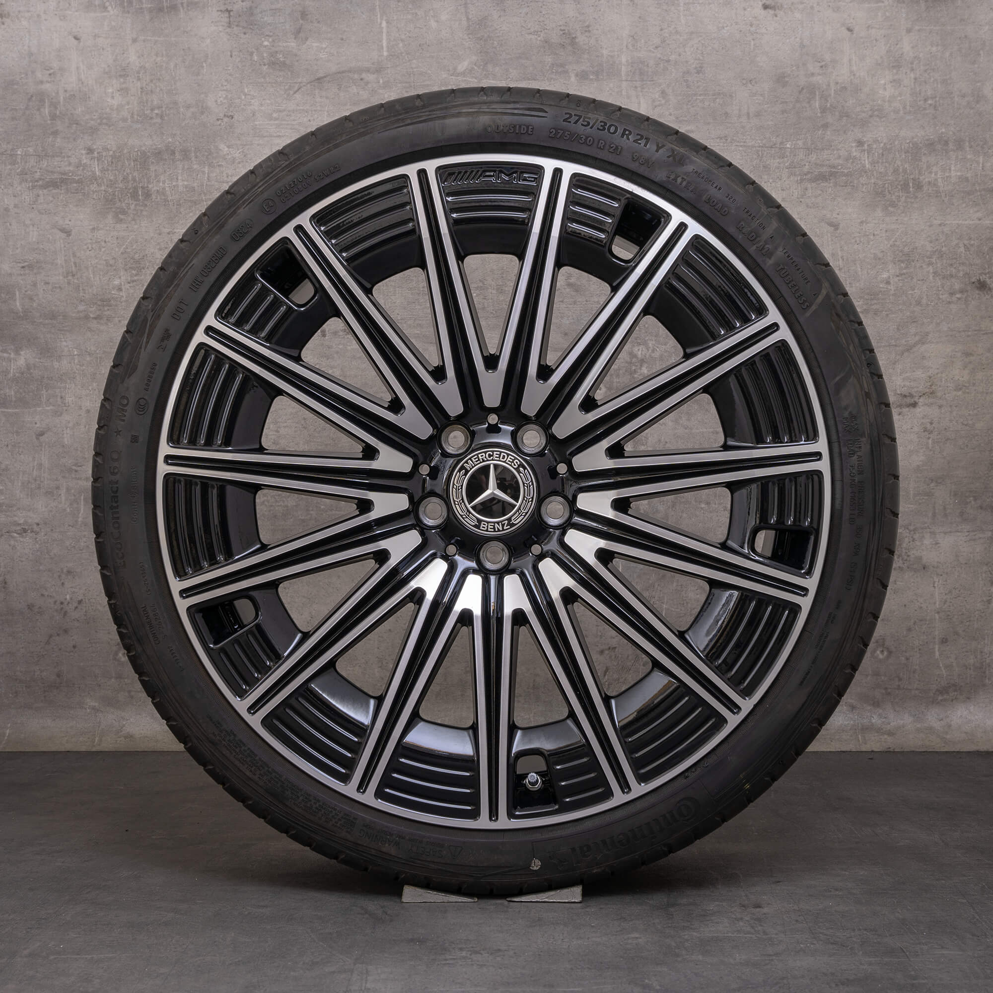 Originale Mercedes Benz E-Klasse hjul 21 tommer W214 S214 sommerhjul A2144010700 A2144010800 sort blank drejet