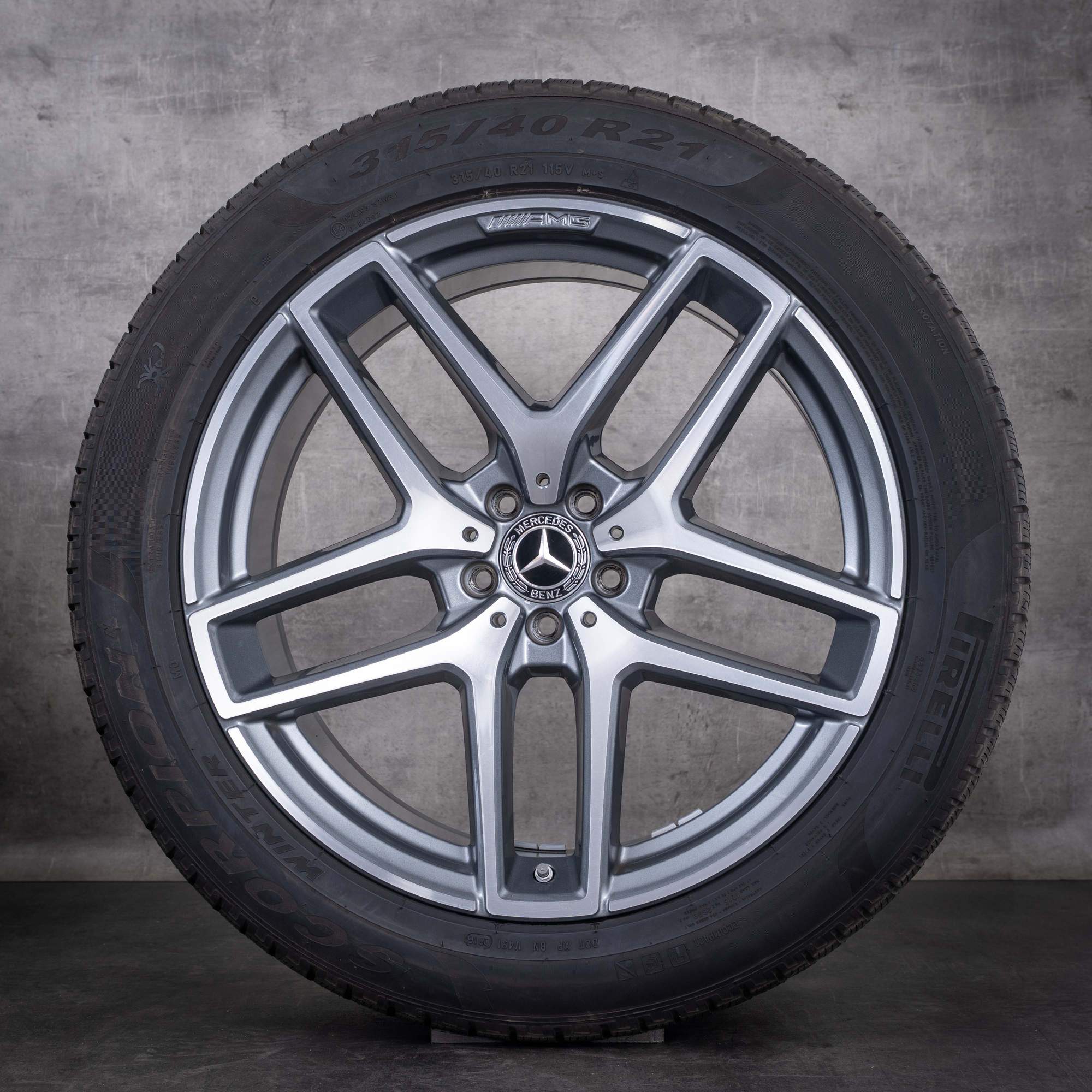 Original Mercedes Benz GLE & 43 63 S AMG Winterräder 21 Zoll C292 Felgen A2924012900 A2924011700 himalaya grey glanzgedreht