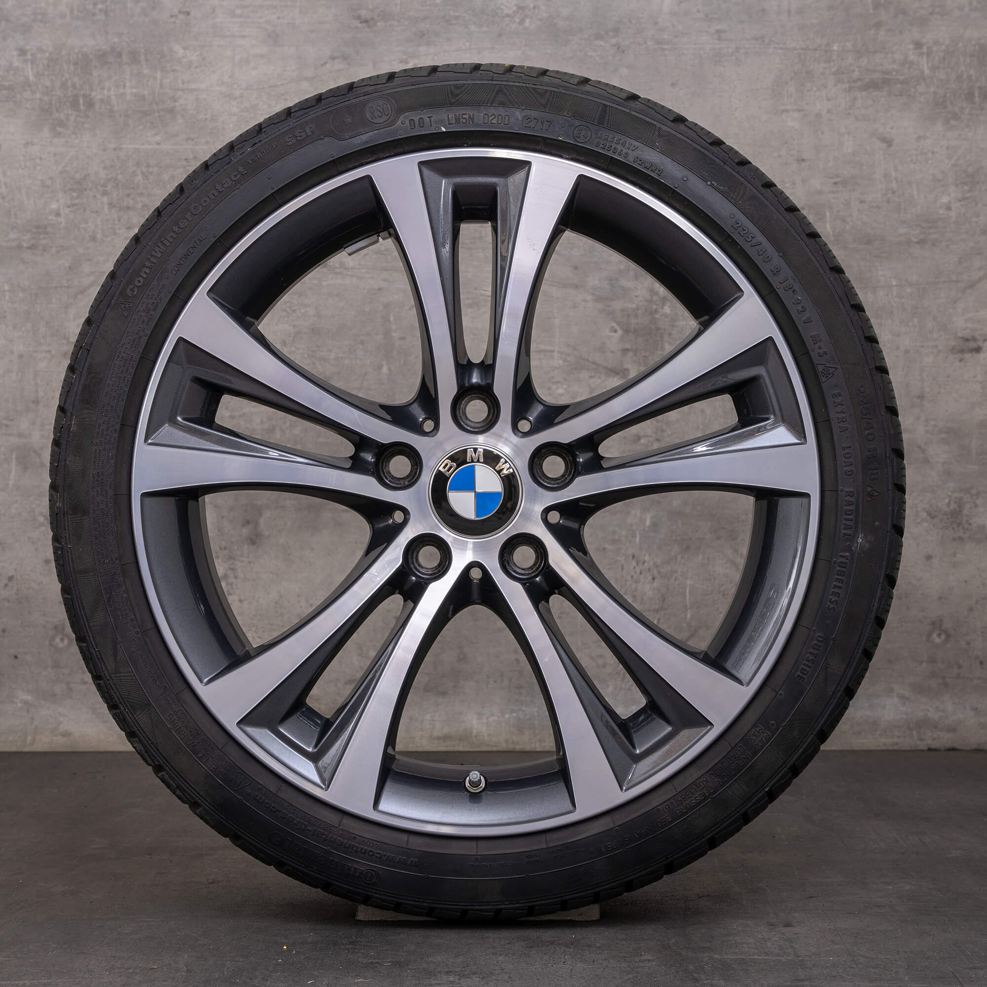 Jantes e pneus inverno originais BMW série 1 2 18 polegadas F20 F21 F22 F23 jantes estilo 384 6796210 orbit grey glossy turned