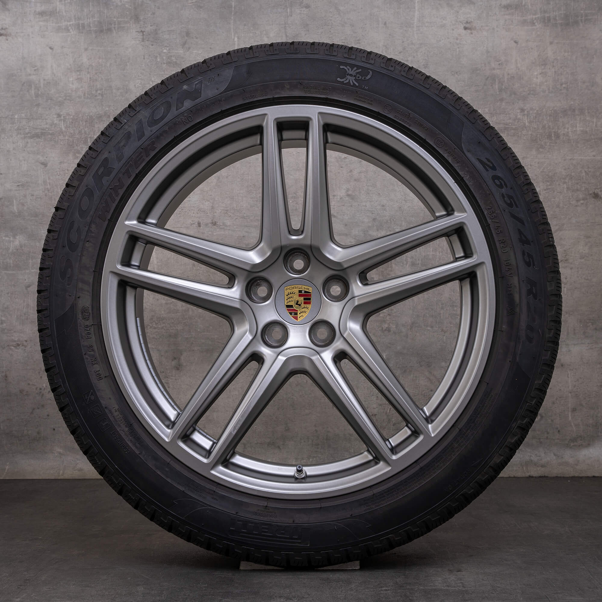 Original Porsche Macan II Felgen 20 Zoll Sommerräder 95B601025DJ 95B601025DK platin silber matt