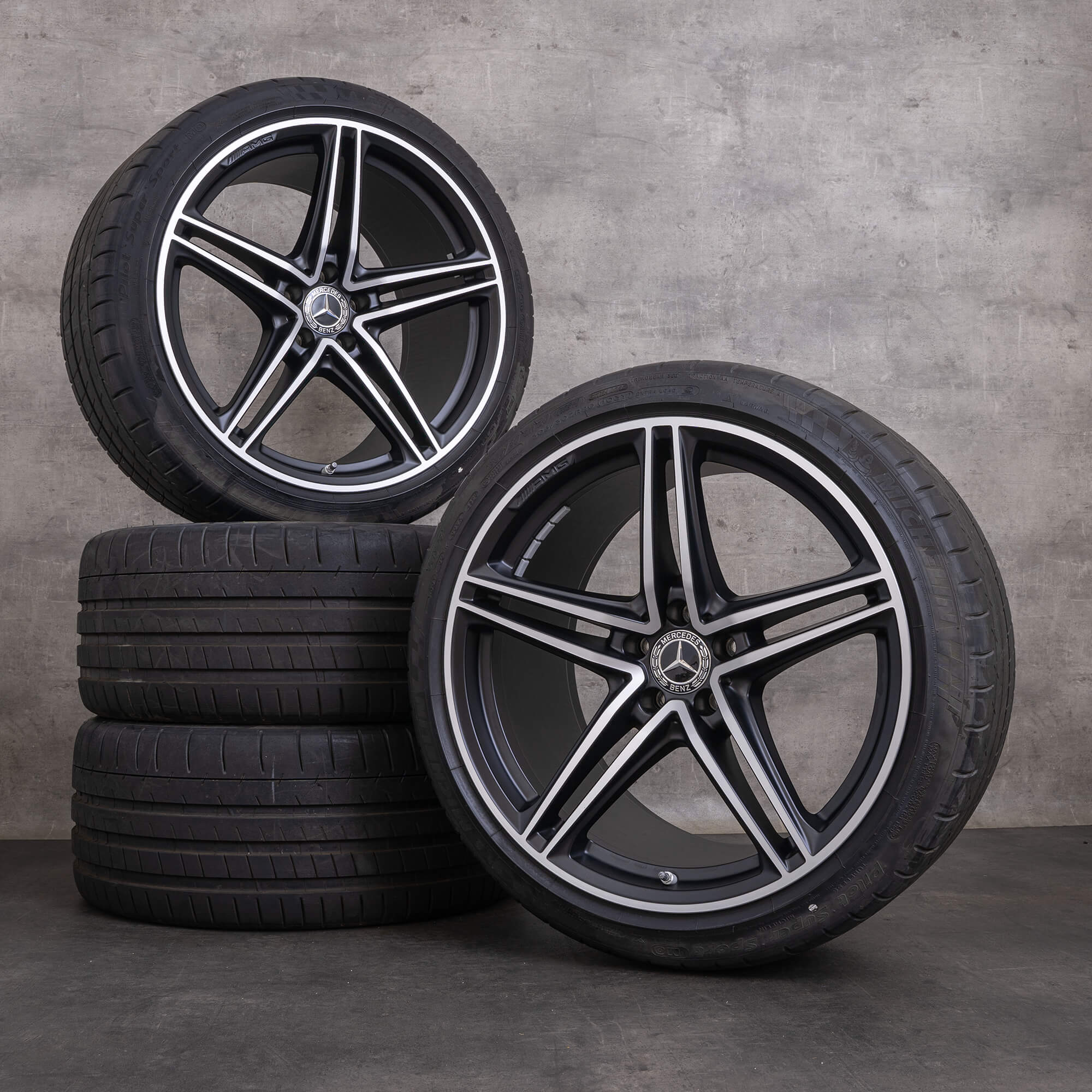 Orijinal Mercedes Benz AMG GT jantlar 19 20 inç C190 R190 yaz jant lastik A1904011800 A1904011900 siyah mat parlak tornalanmış