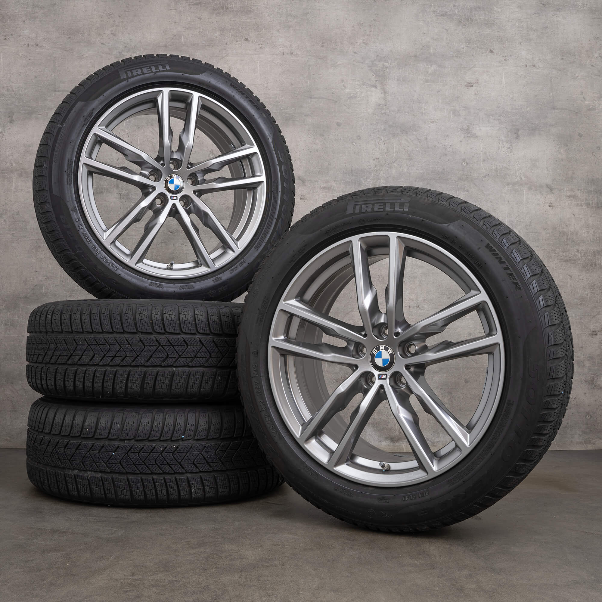 Originele BMW X3 X4 winterbanden op velg G01 G02 19 inch velgen Styling 698 M 8746987 ferricgrey NIEUW