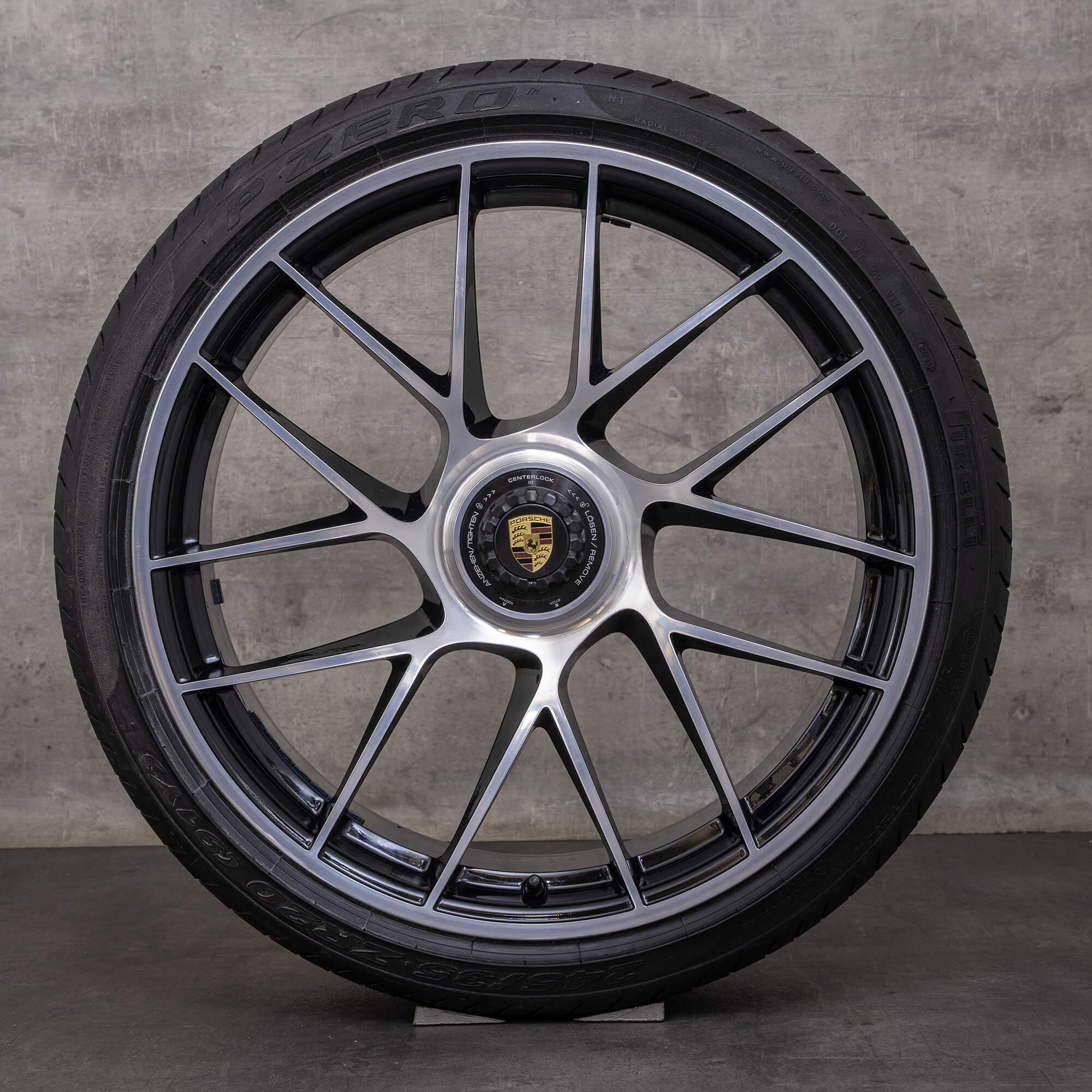 Alkuperäiset Porsche 911 vanteet 20 tuuman 991 II Turbo S kesäpyörät 99136272100 99136277100 musta Kiillotettu.