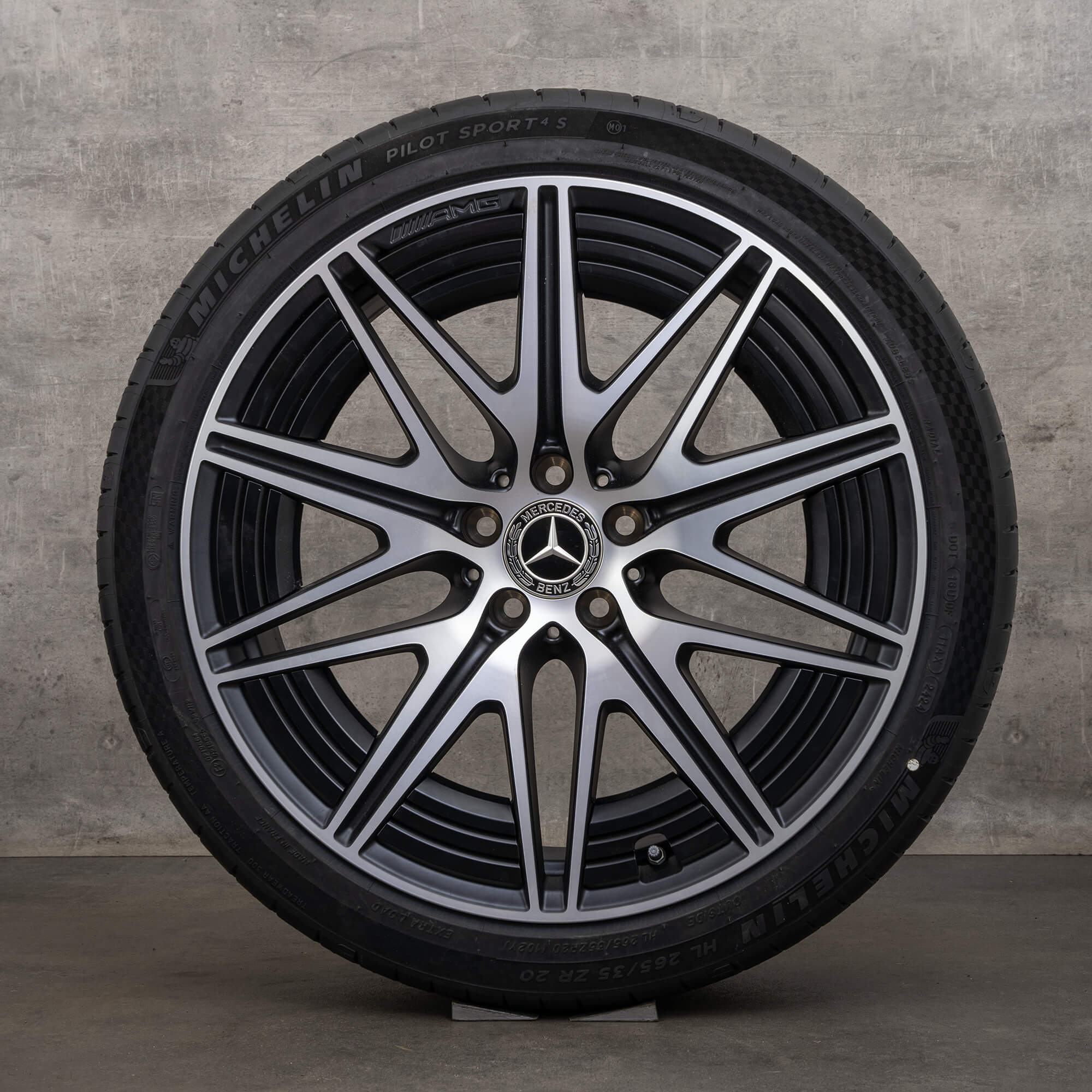 Originale Mercedes Benz C-Klasse C63 S E AMG hjul 20 tommer W206 S206 sommerhjul A2064013000 A2064012600 sort blank drejet NYT