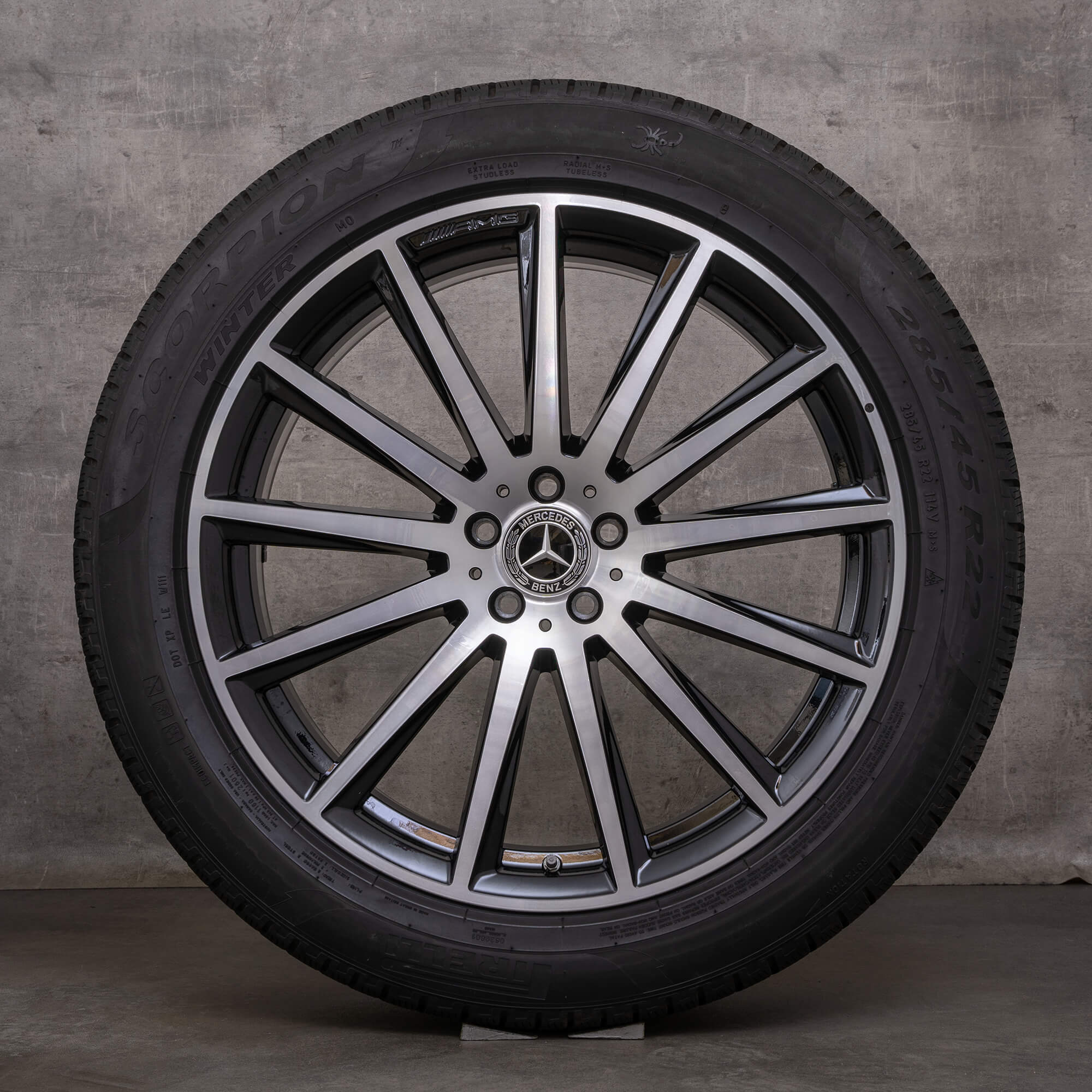 Orijinal Mercedes Benz GLS AMG kış jantları 22 inç X167 jantlar A1674017500 siyah parlak tornalanmış