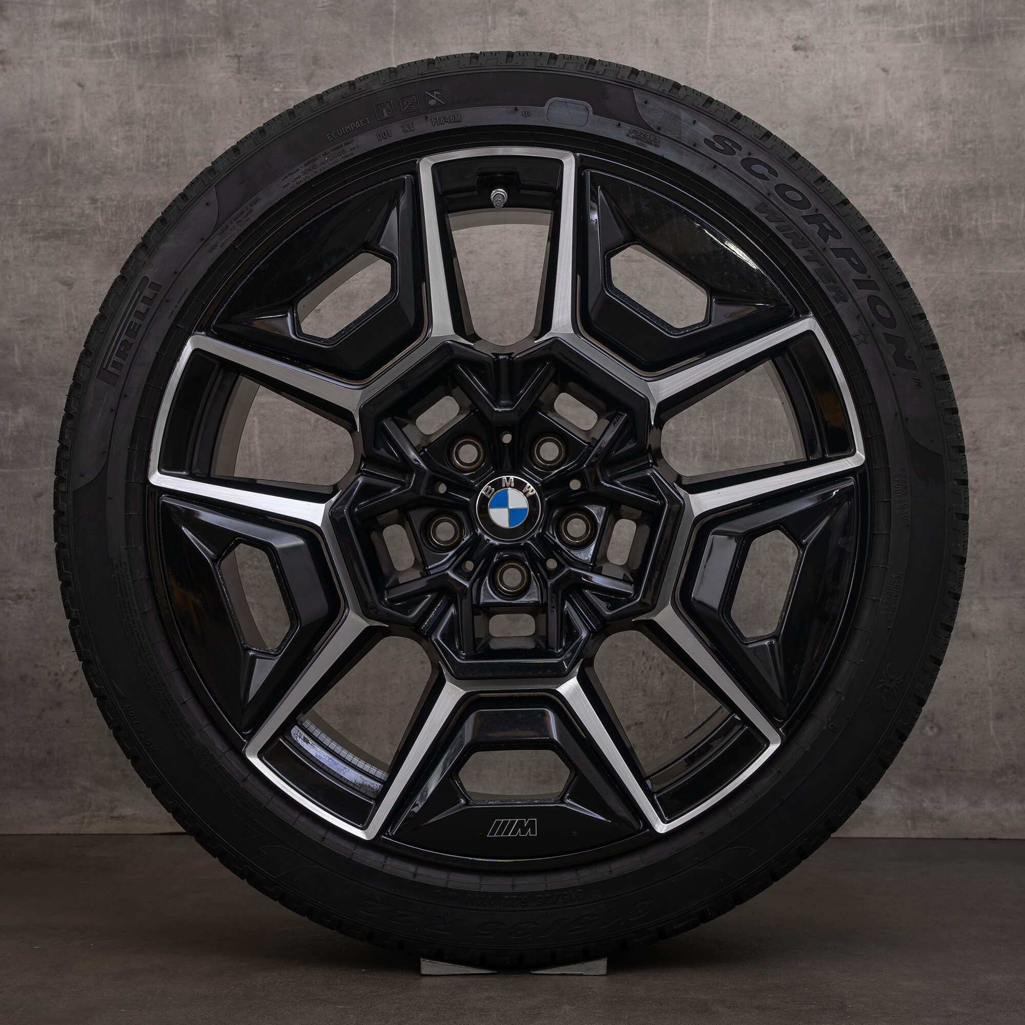 Original BMW XM Winterräder 22 Zoll G09 Felgen Styling 922 M 1543987 1543988 jet blach glanzgedreht