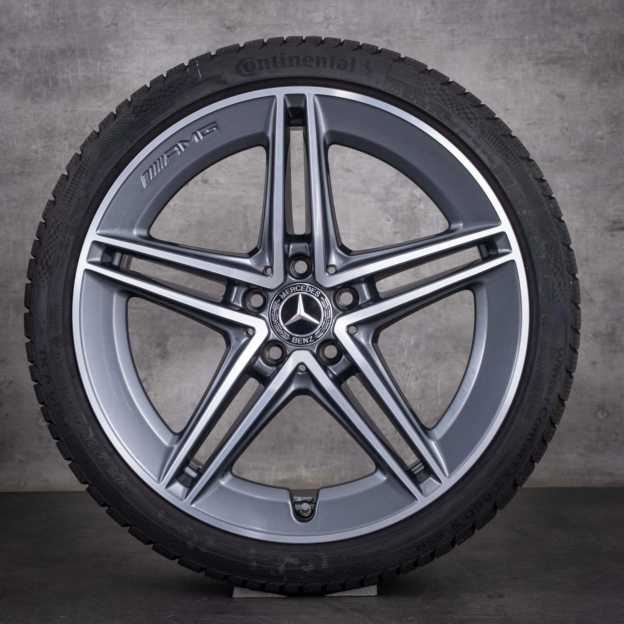 Originale Mercedes-Benz A-Klasse A 45 CLA 45 AMG vinterhjul 19 tommer W177 X118 C118 fælge A1774012300 himalaya grey foran diamond cut