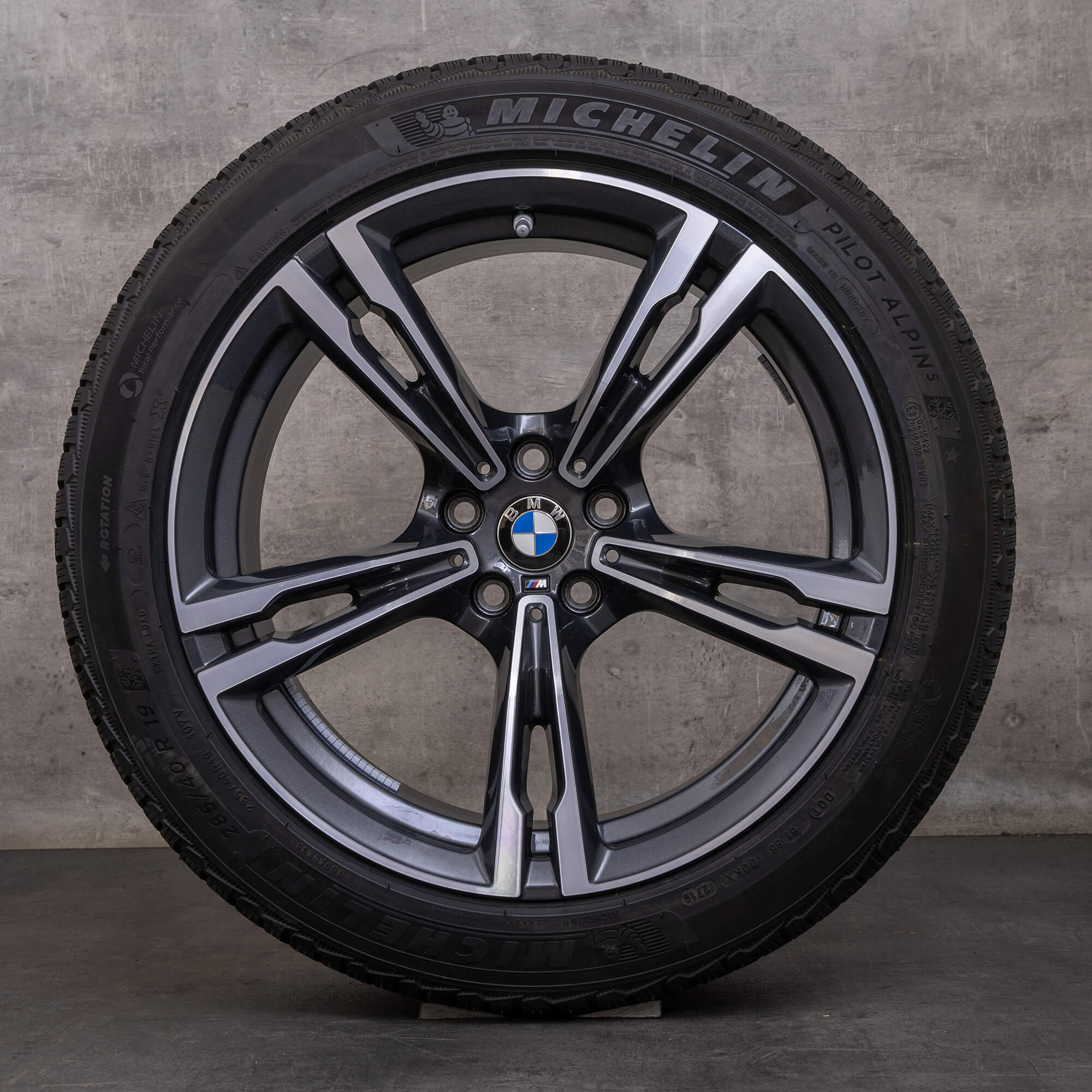 Jantes e pneus inverno originais BMW M5 M8 19 polegadas F90 F91 F92 F93 jantes estilo 705 M 7857075 7857076 orbit grey glossy turned