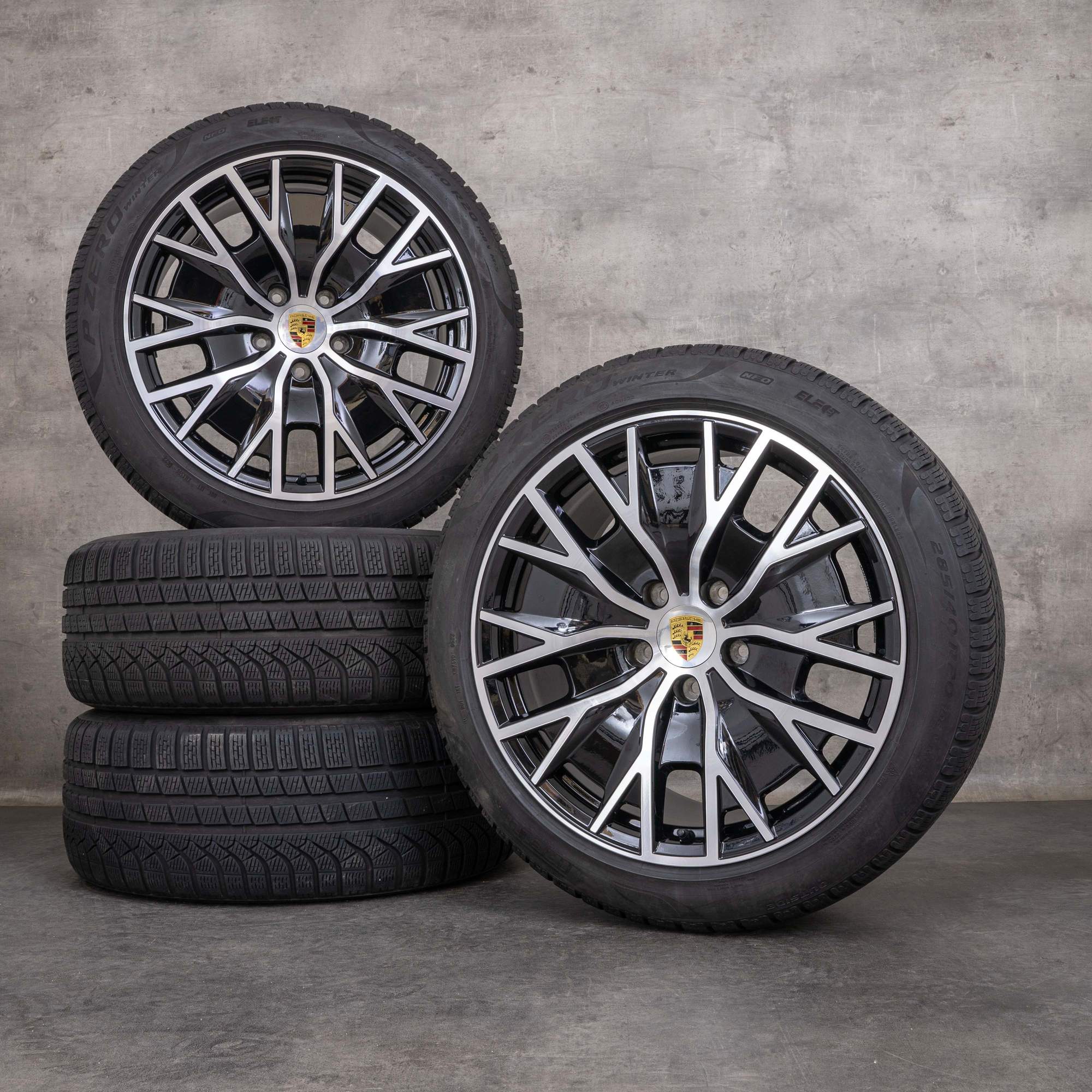 Original Porsche Taycan Winterräder 20 Zoll 9J1 I Felgen 9J1073600F Turbo S Aero schwarz glanzgedreht