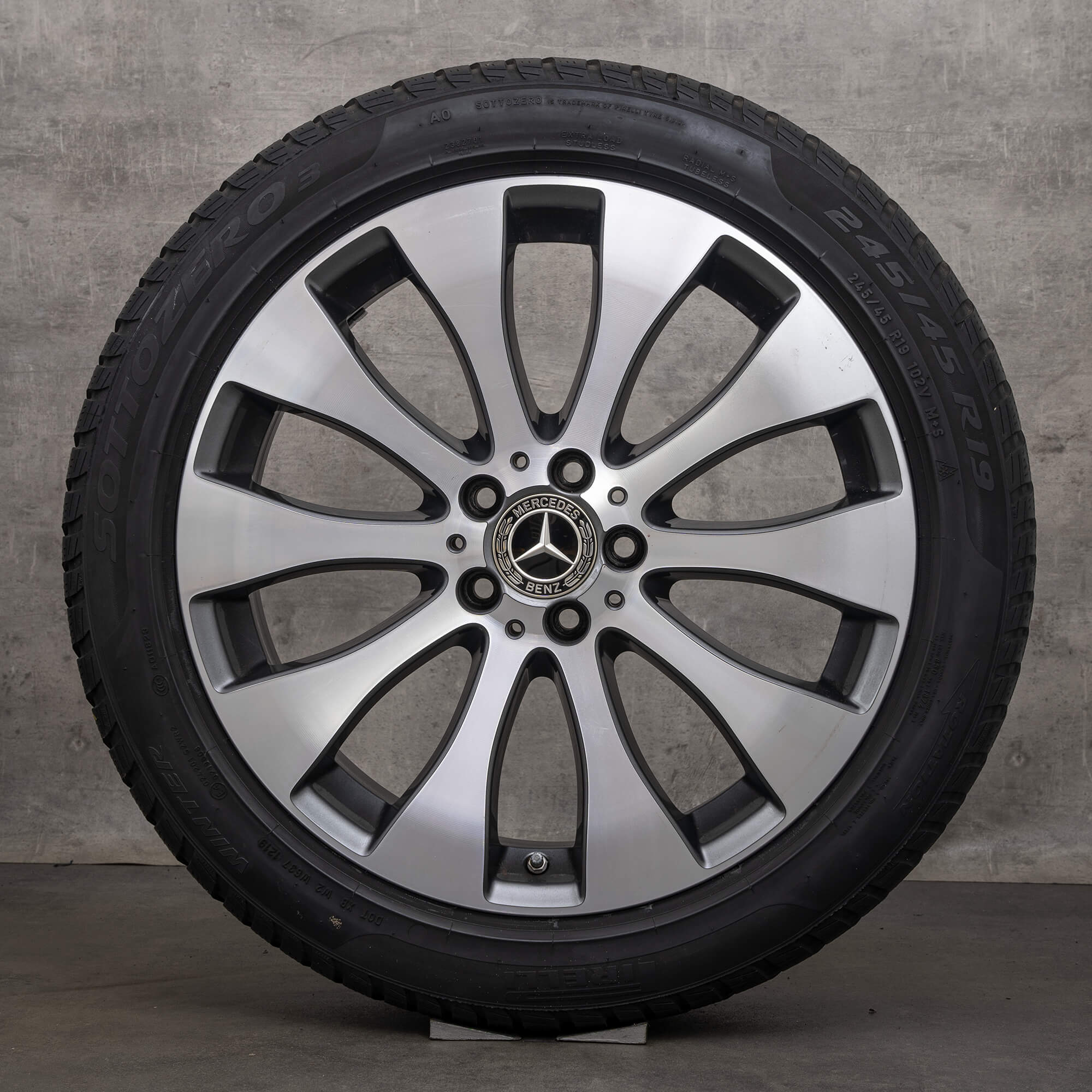 Originální zimni alu kola Mercedes Benz třídy E 19" AllTerrain X213 disky A2534012200 himalaya šedé lesklé soustružené pneumatiky