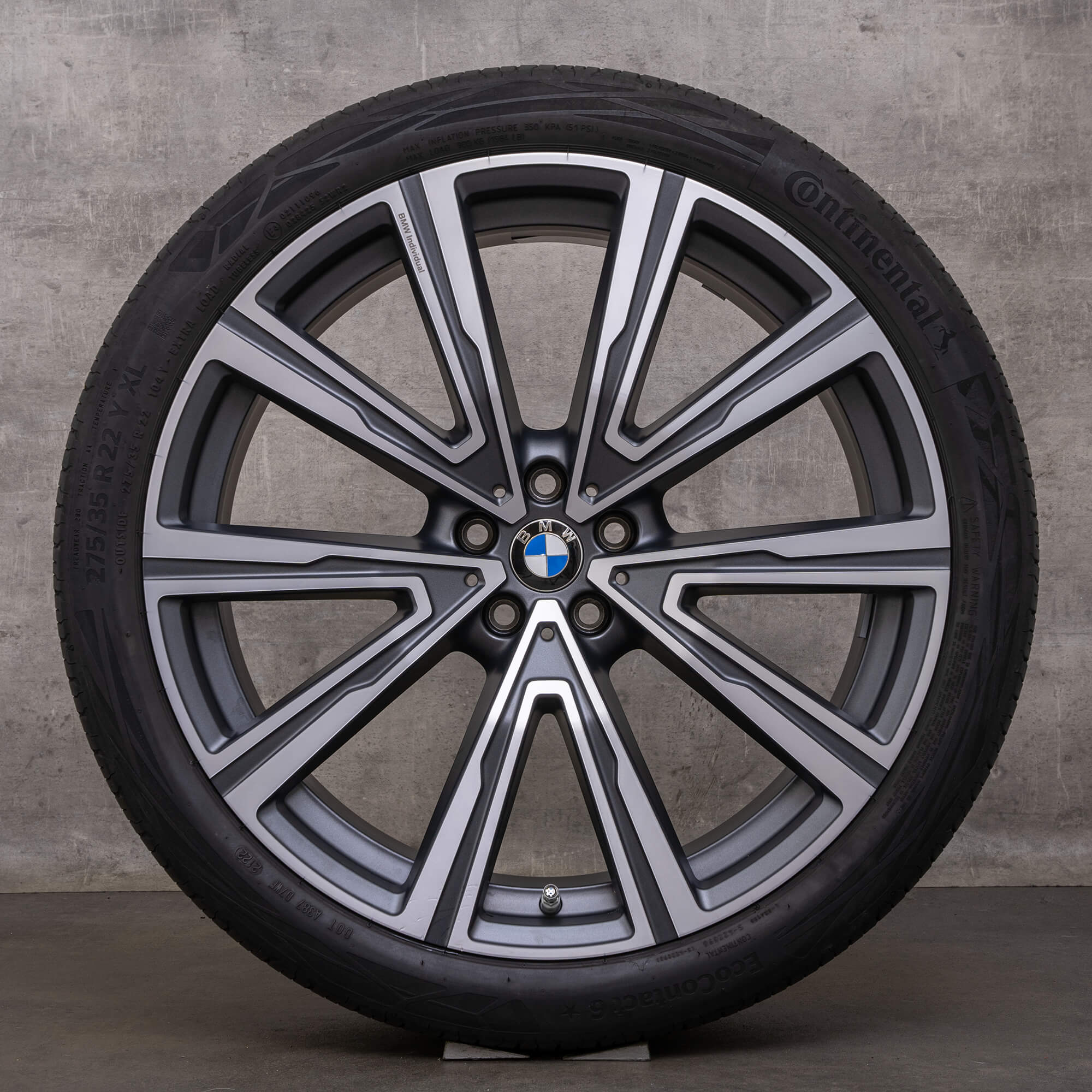 Originale BMW X5 X6 cerchi 22 pollici G05 G06 ruote estive styling 746i 8072000 8072001 orbitgrey opaco anteriore lucido