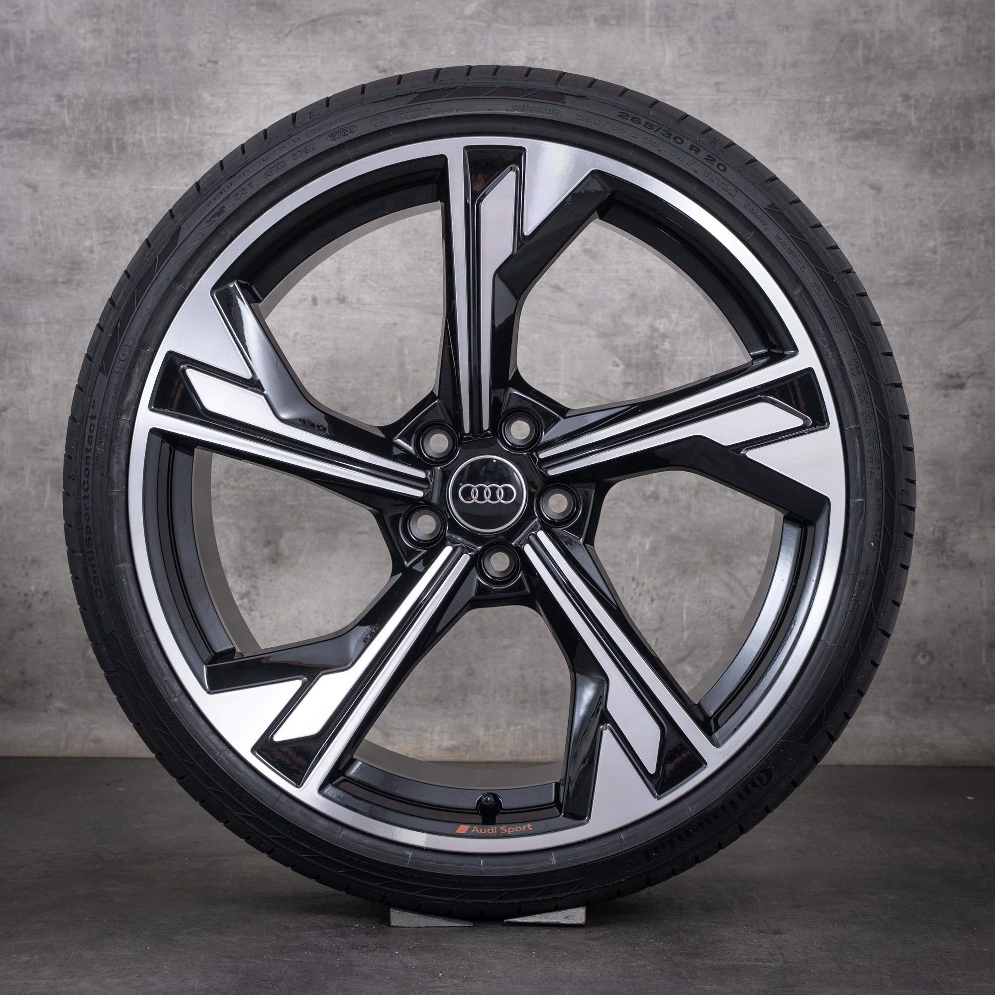 Original Audi A5 S5 Felgen 20 Zoll F5 8W B9 Sommerräder Flag 8W0601025FR schwarz glanzgedreht