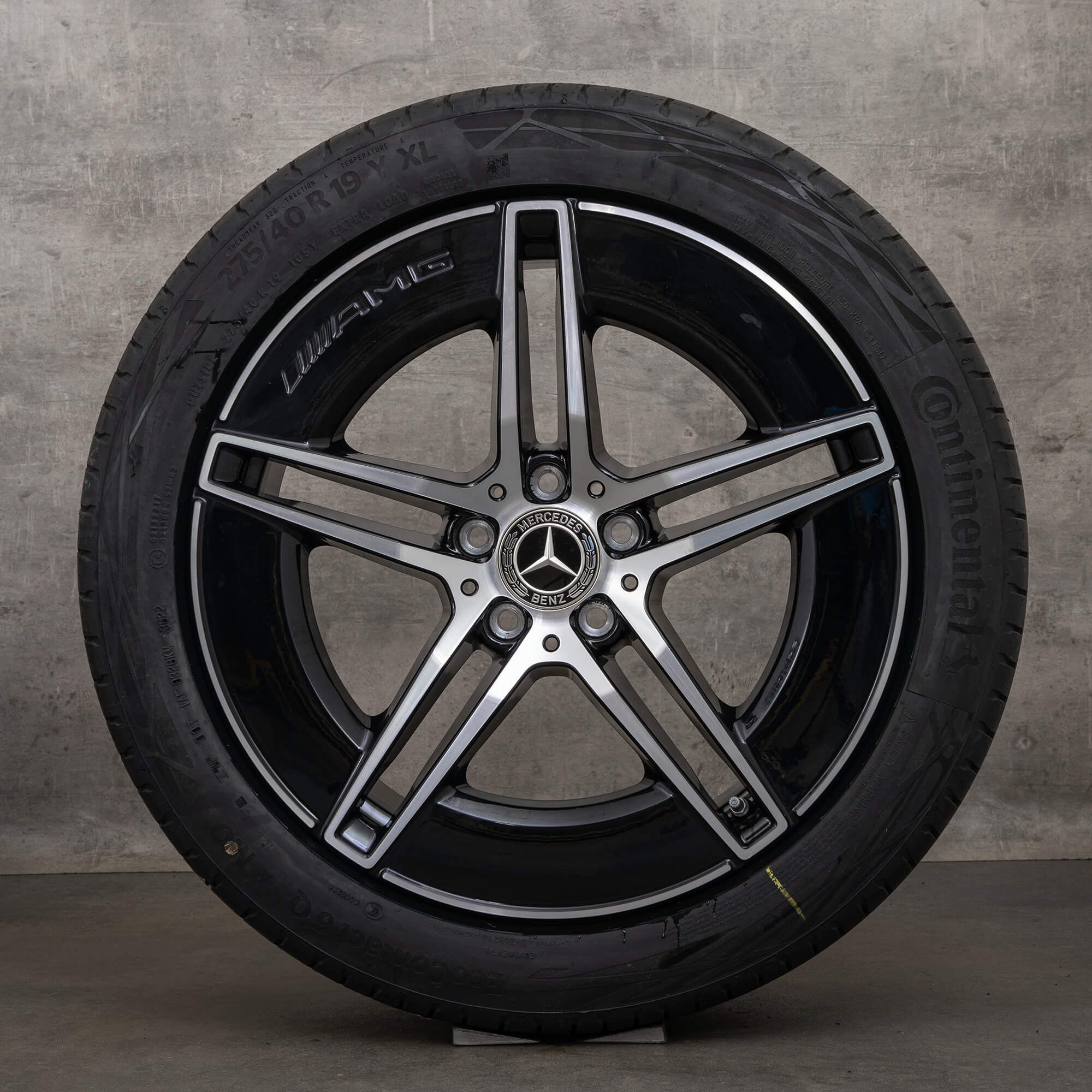 Originale Mercedes Benz E-Klasse AMG fælge 19 tommer W214 S214 sommerhjul A2144010300 A2144010400 sort højglans