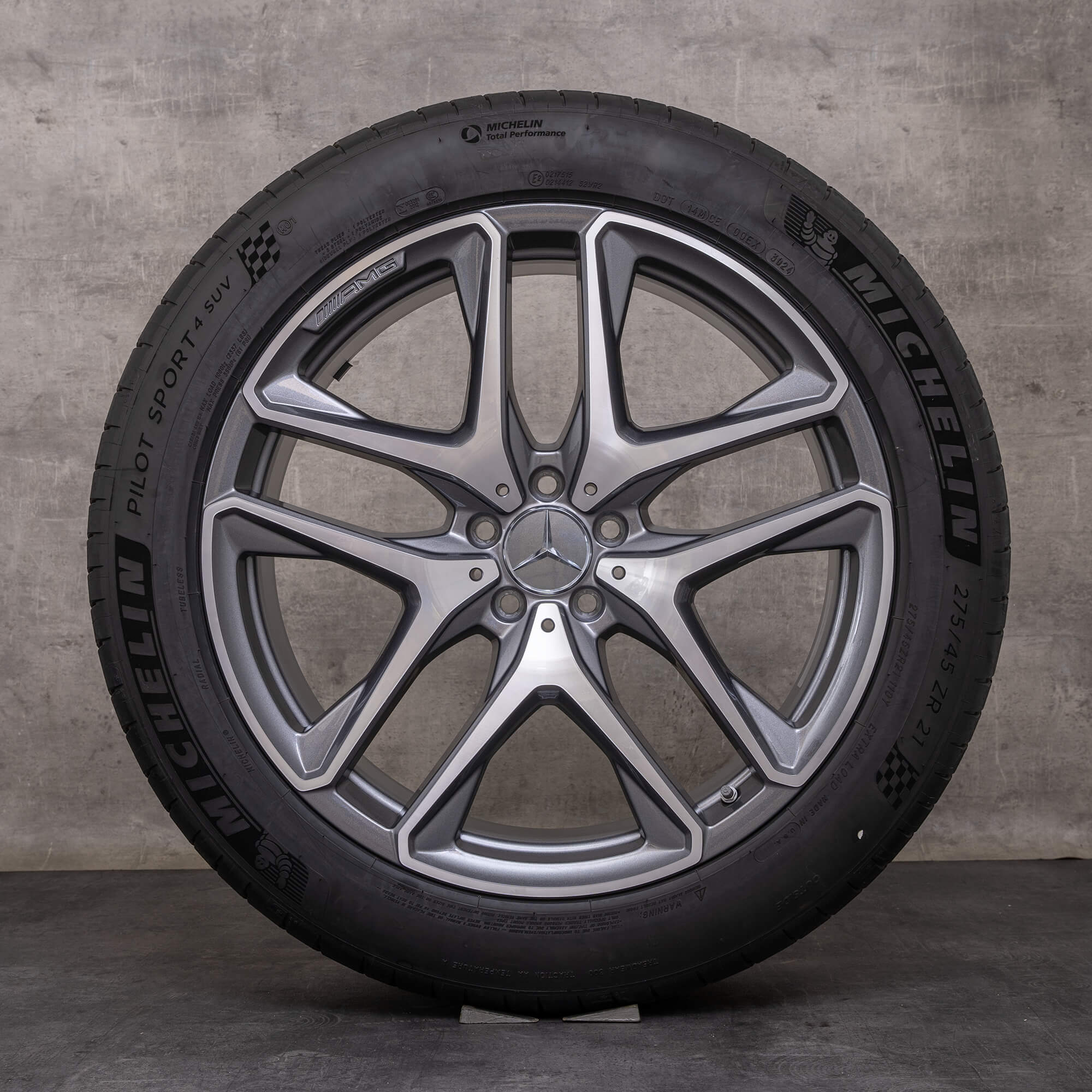 Genuine Mercedes Benz GLE 53 63 AMG 4Matic+ jante 21 inch X167 C167 Hybrid summer wheels A1674014200 A1674014300 himalaya grey glossy turned