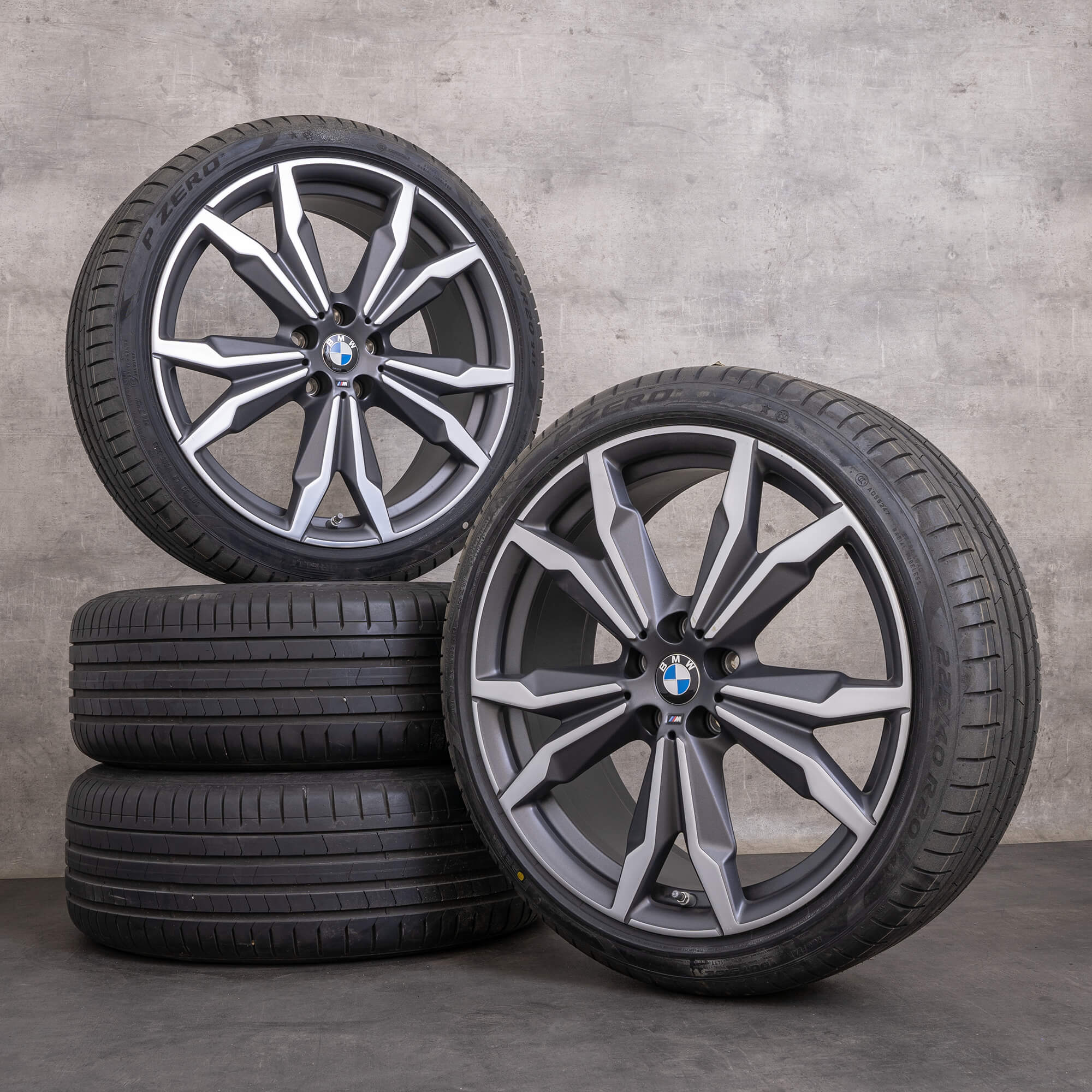 Originale BMW X1 X2 fælge 20 tommer F48 F39 sommerhjul styling 717 M 8008659 orbit grey matt glossy turned