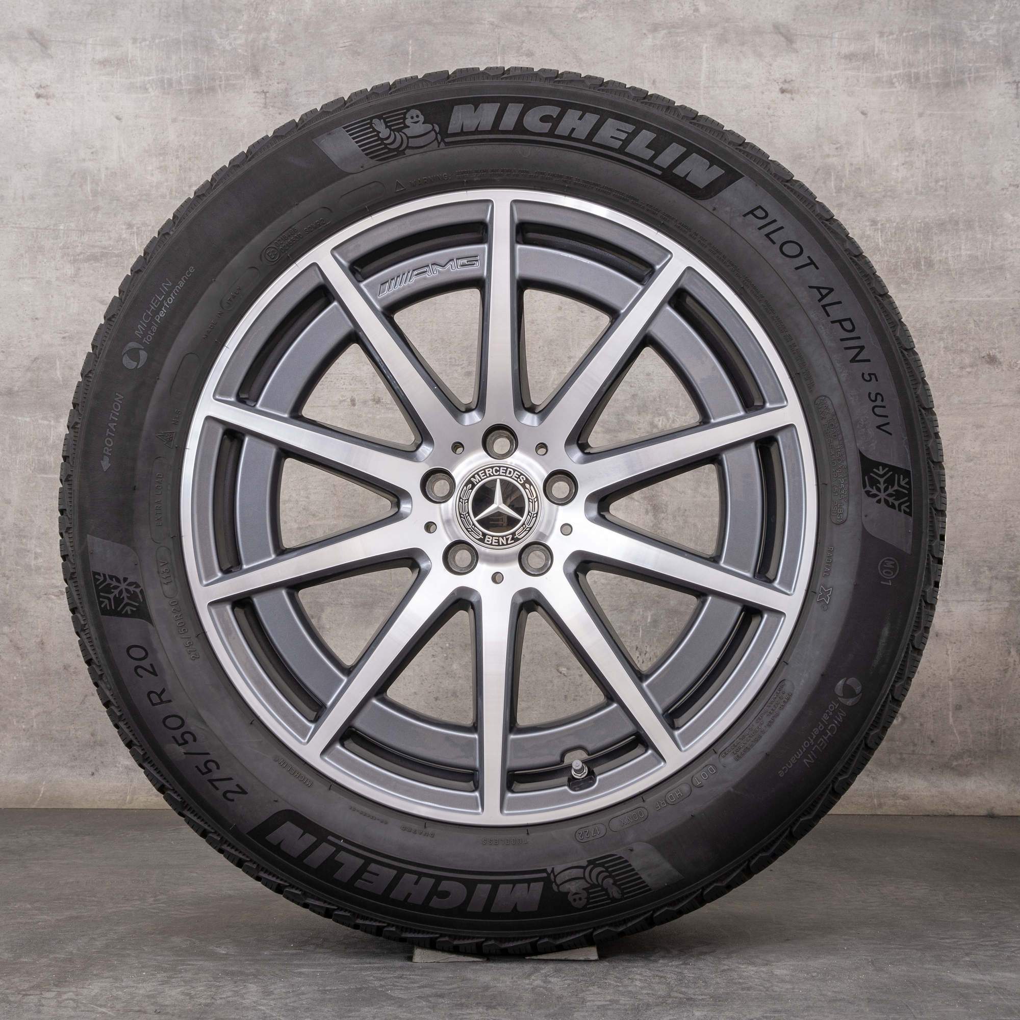 Oryginał Mercedes Benz GLE 53 63 4Matic+ AMG opony zimowe 20 cali felgi V167 A1674014000 A1674014100 himalaya szary Polerowane